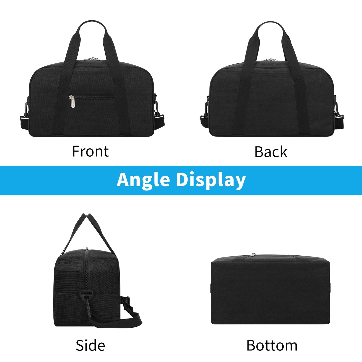 Small Gym Bag 14 inch lightweight Carry On Mini Duffel Bag for Travel Sport - Black