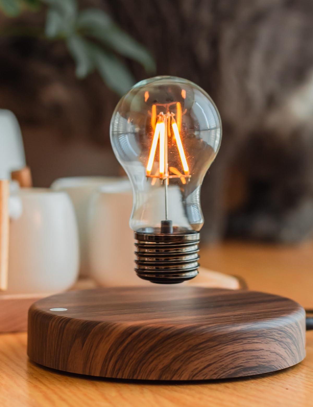 MOOCCI Levitating Bulb Lamp, Magnetic Floating Night Light & Desk Decor, Unique Valentine‘s Day Gift for Her and Him, Cool Tech Gadget for Home Office, Christmas Birthday Present (Round-Classic Bulb)
