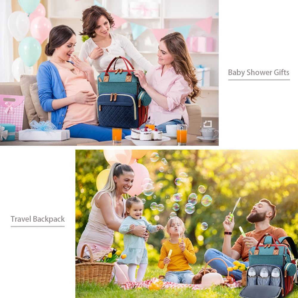 SHITIESHOU Diaper Bag Backpack Baby Bag, Baby Girl Boy Diaper Bag for Dad Mom with Pad, 16 Pockets, Pacifier Case, Large Diaper Bags Unisex for Travel (Colorful)