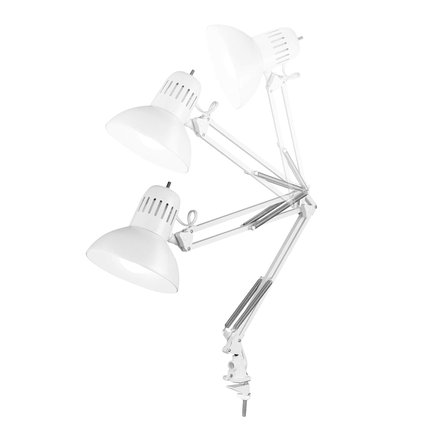 Globe Electric 52847 31.5 Inch Swing Arm Clamp-On White Desk Lamp with Nickel Accents, On/Off Rotary Switch, Book Reading Light, Home Essentials, Office Décor, LED Bulb Compatible
