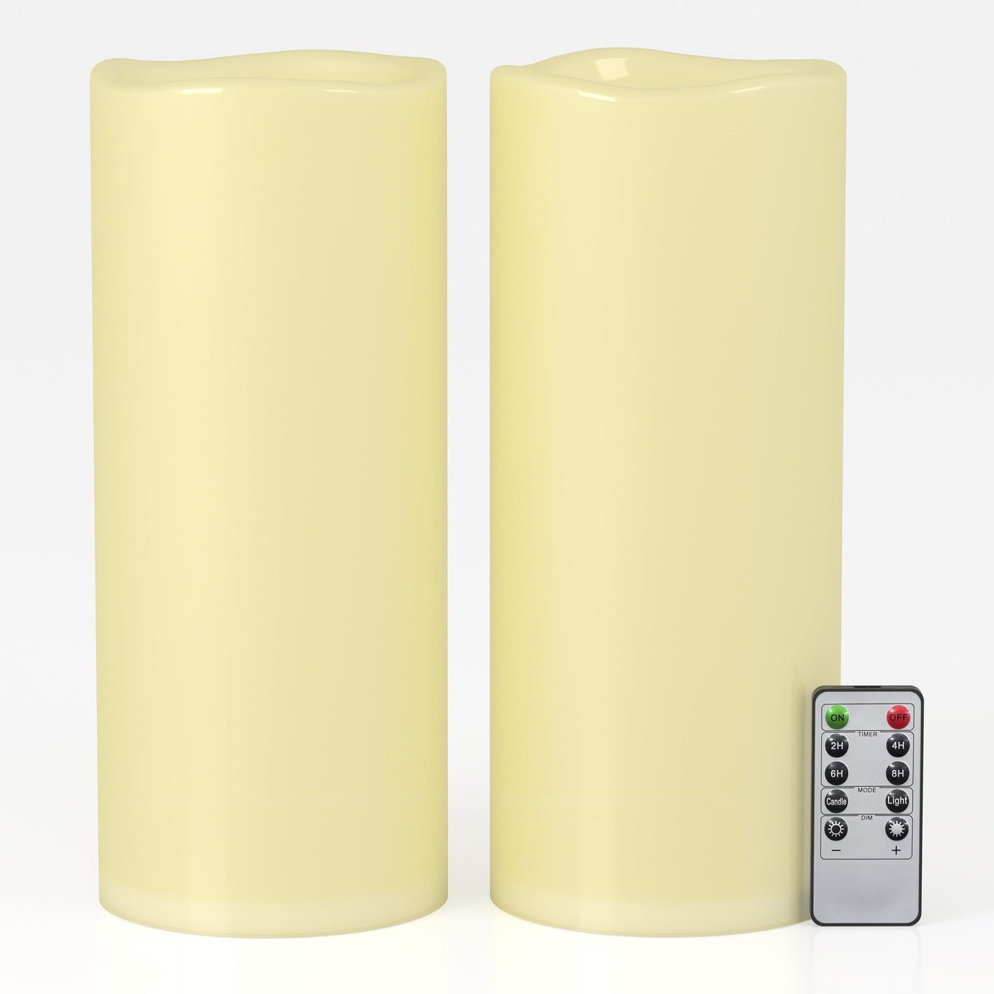 Lumeavetra 5" x 12" Large Waterproof Outdoor Flameless Candles Battery Operated LED Pillar Candles for Indoor Outdoor Lanterns, Ivory, Long Lasting, Set of 2