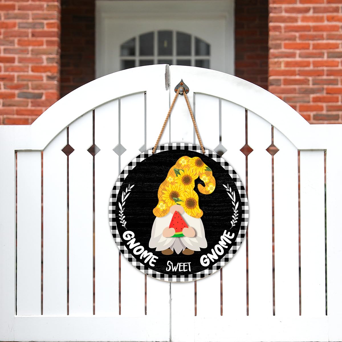 Interchangeable Gnome Welcome Sign Summer Patriotic 4th of July Door Decoration, Changeable Front Porch Decor Wood Wreath Gnomes Gifts for Spring Fall Winter All Seasons Holiday, Antique Black