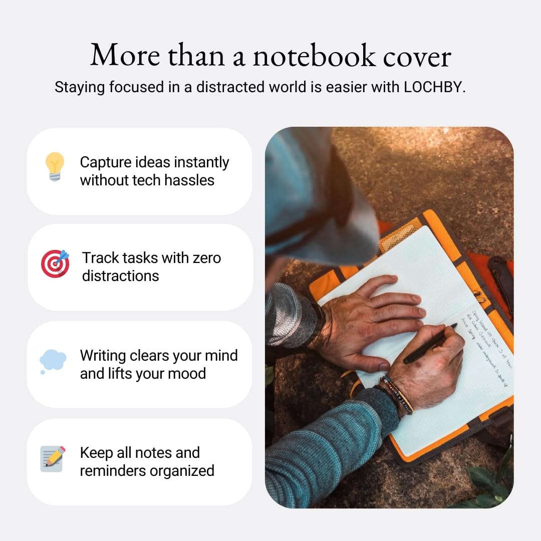 LOCHBY® Field Journal | Planner Cover | Water Resistant Waxed Canvas | Pen Loop | Included Tomoe River Notebook | Perfect for Travel, Art, Bullet Journal