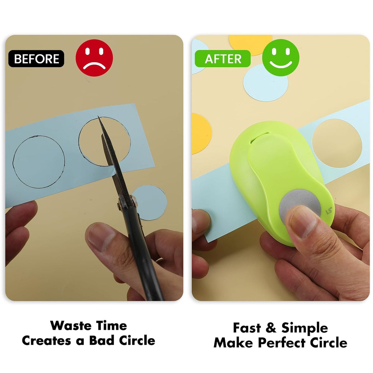 LOONENG 5/8 Inch Circle Hole Punch - Create Perfect Circles for Handmade Craft Projects - Ideas for Scrapbooking, Card Making, DIY Photo Albums, Gift Tags, Homemade Confetti