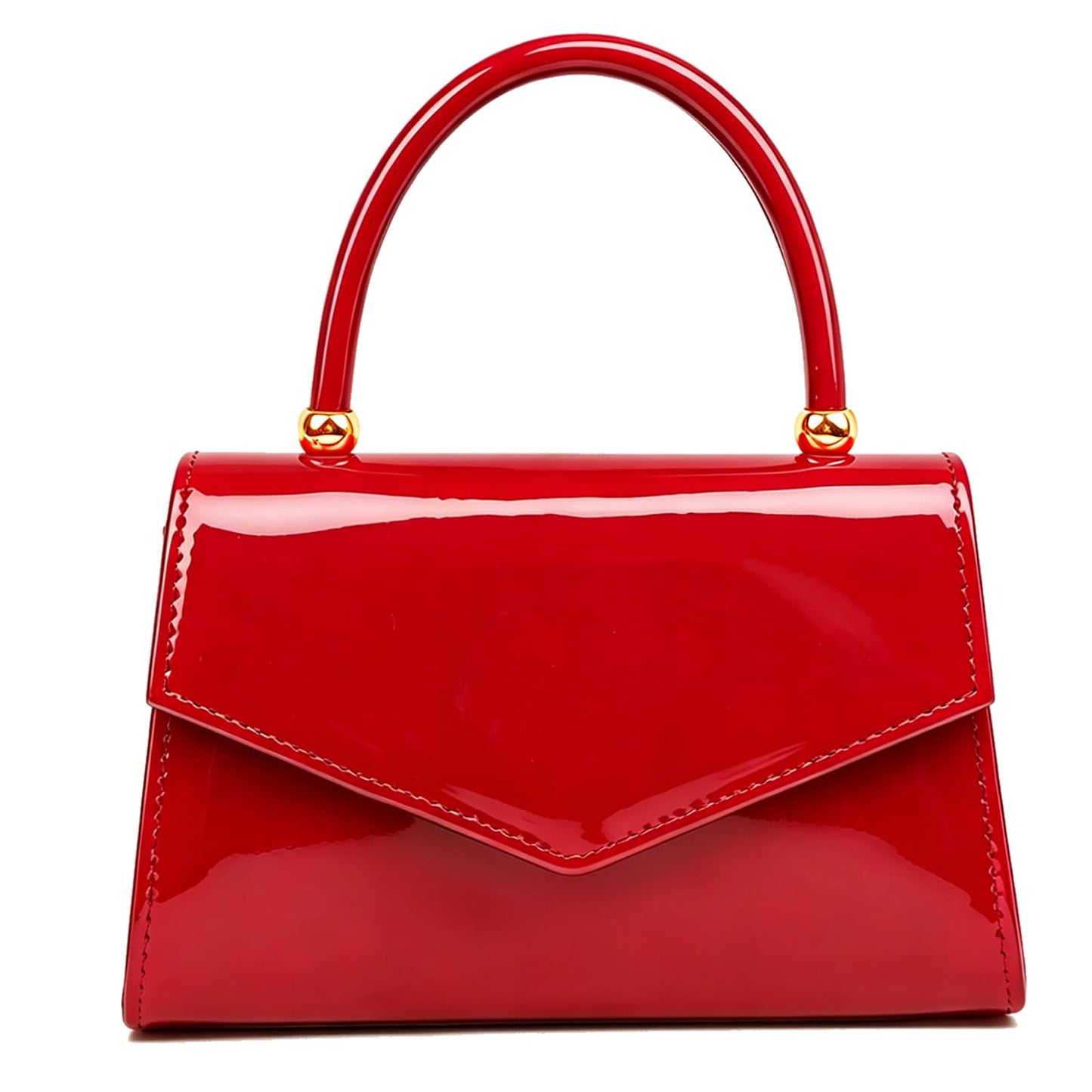 BYWAUQI Evening Patent Leather Handbag Purse Formal Women's Clutch Bag Top Handle for Wedding Party Prom Cocktail(Red-2)