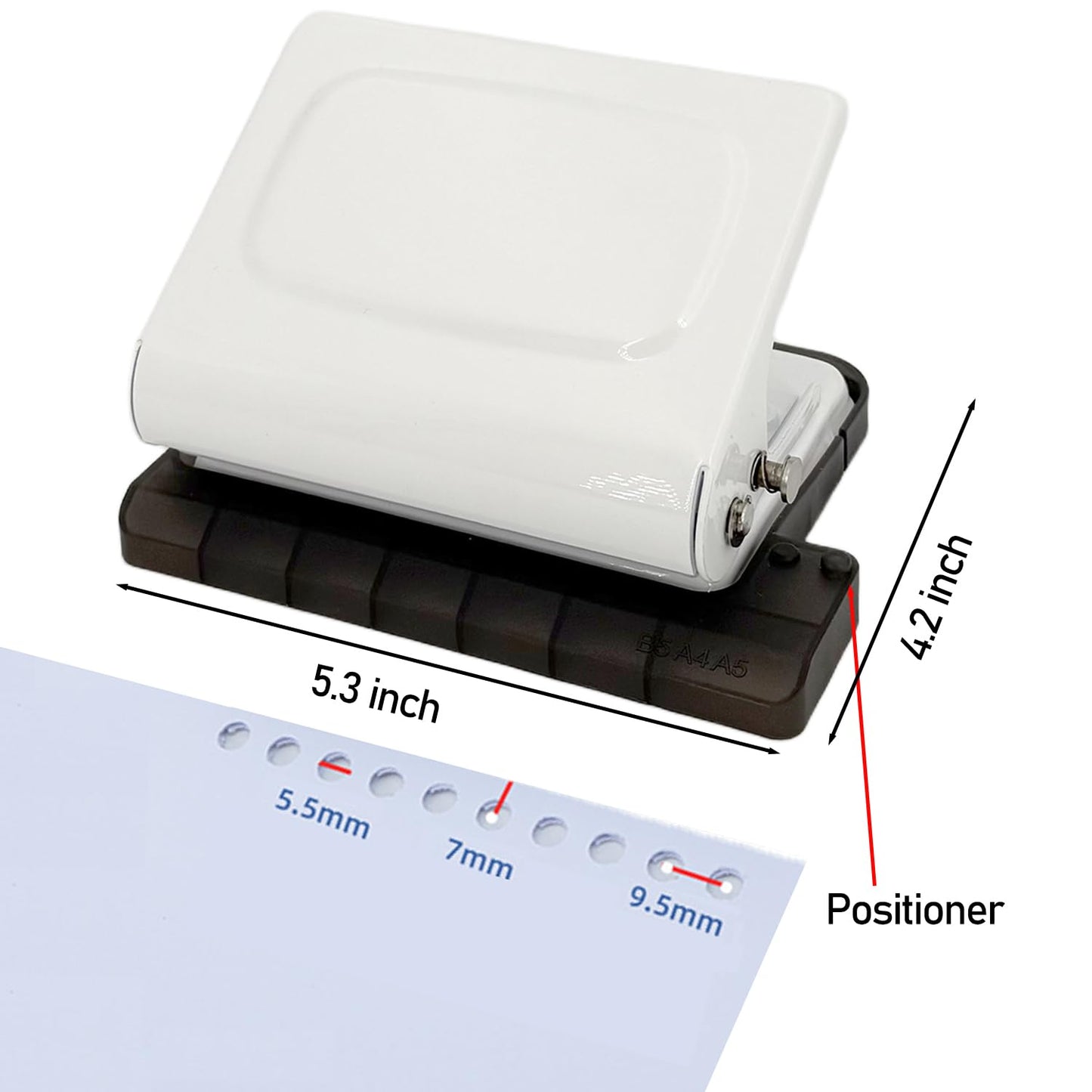 10 Hole Punch Binding Machine Kit for Planner (White) with 10 Multi-Color Spiral Coils, Adjustable A4 A5 B5 Paper Puncher, DIY Notebook Scrapbook Maker for Home Office School Organization