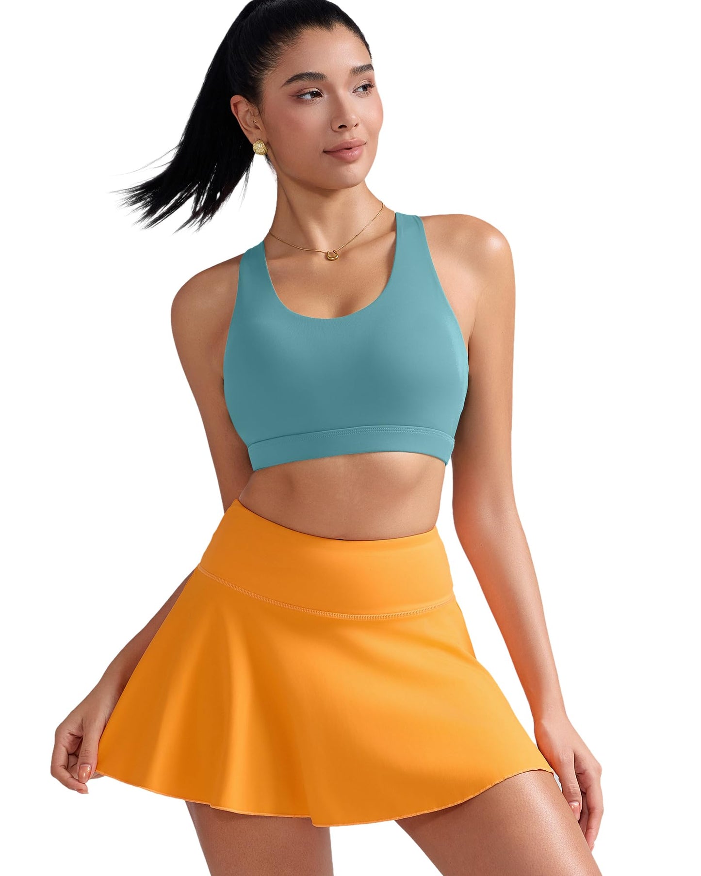 RUNNING GIRL Sports Bra for Women, Criss-Cross Back Padded Strappy Sports Bras Medium Support Yoga Bra with Removable Cups