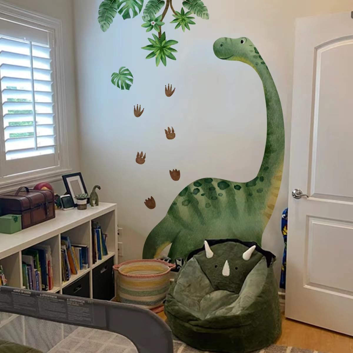 Lotusamber Large Dinosaur Wall Decals for Boys Bedroom Dino Footprint Neutral Wall Stickers Baby Nursery Kids Boys Toddler Playroom Classroom Home Decor Wall Decor Gifts for Kids