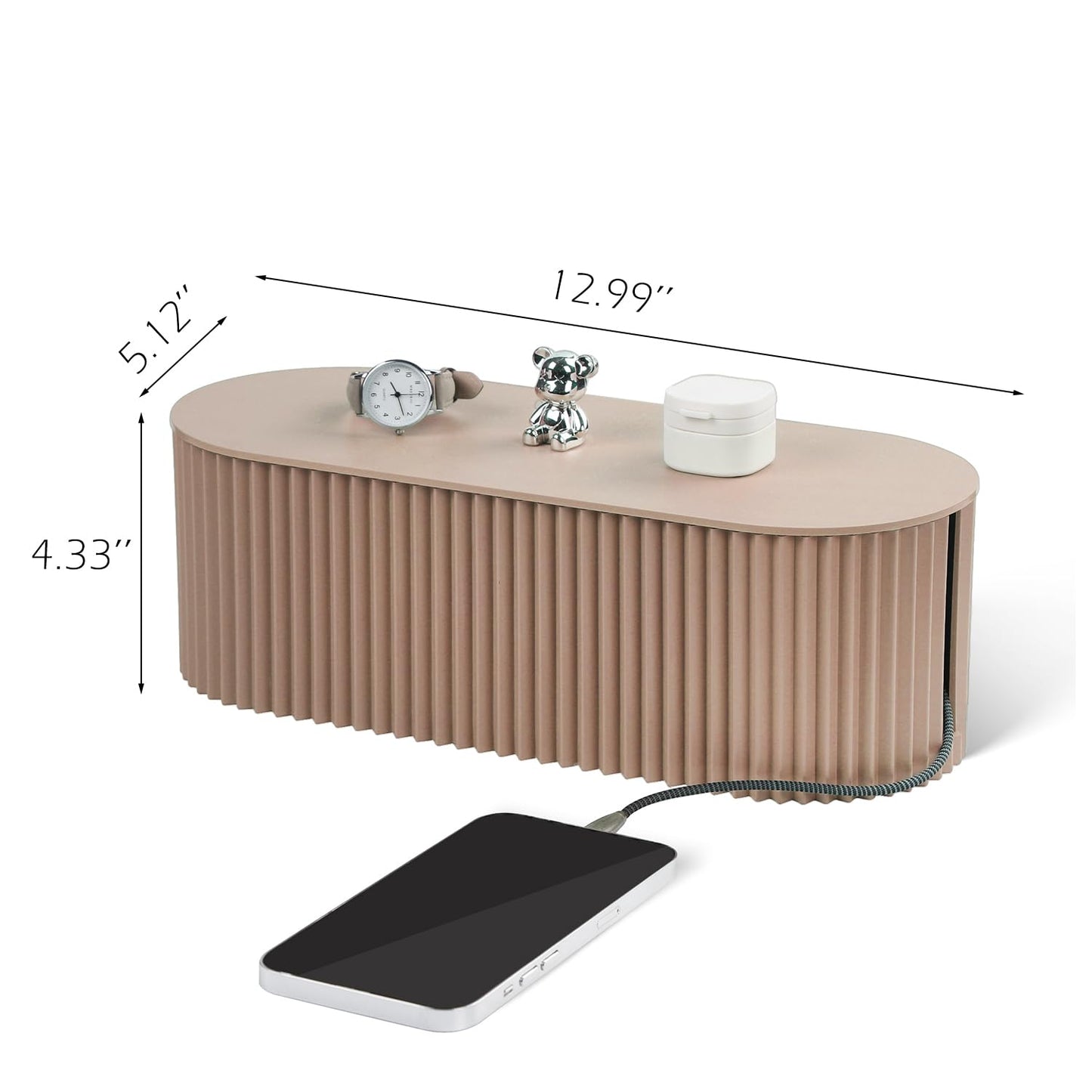RAMFIYN Cable Management Box Large Cable Organizer Box for Power Strips, Surge Protectors, Chargers, Adapters, TV Computer Wires Cable Hider Organizer Box with Cable Ties,Clip Holders - Khaki