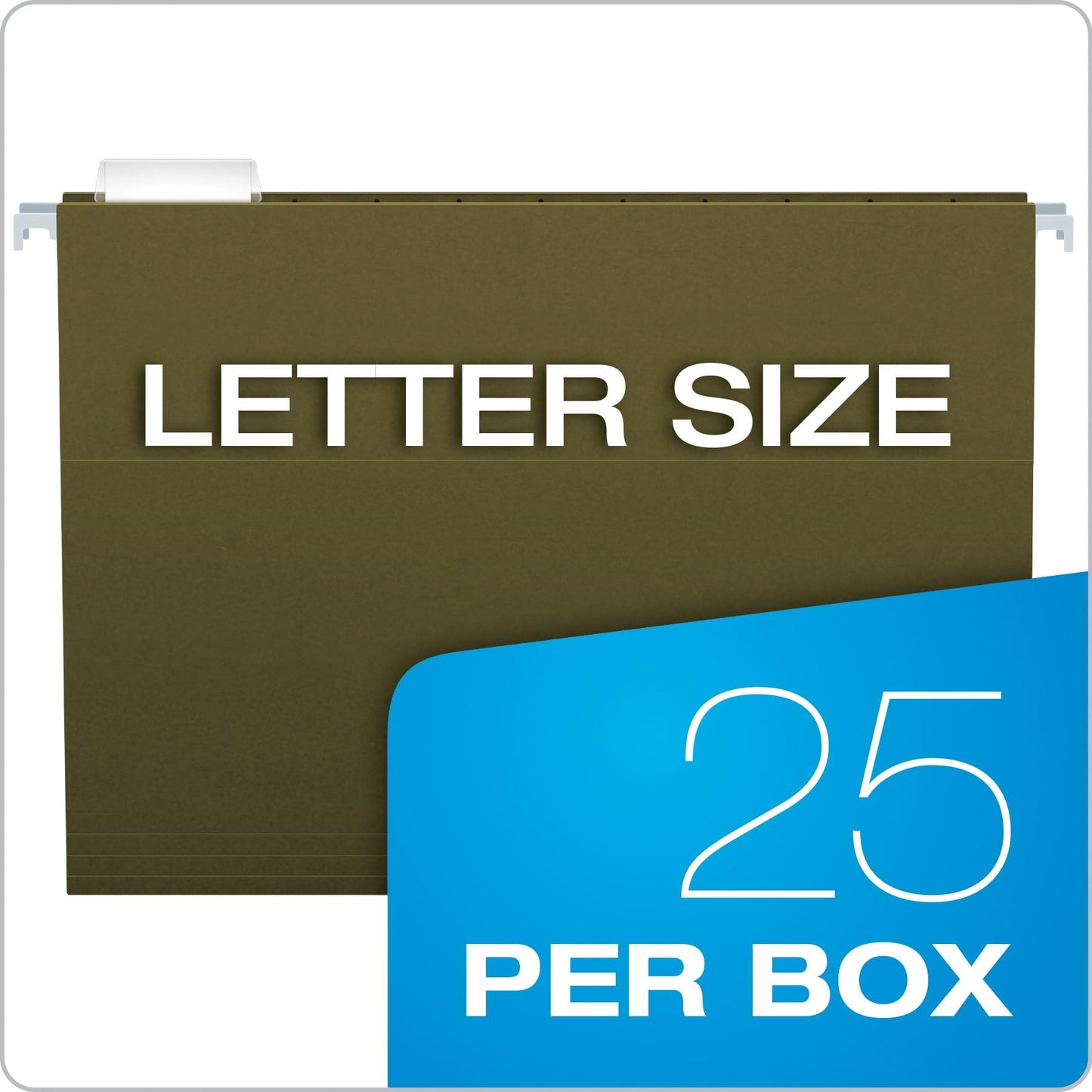 Pendaflex Recycled Hanging File Folders, 25 Pack, Green, Letter Size (8.5" x 11"), 5 Tab Positions, Includes Tabs and Inserts, Eco-Friendly Hanging Files for Office and Document Organization