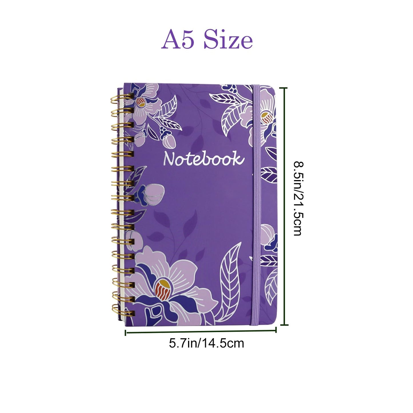 Aacehlh 3 Pack Hardcover Spiral Notebook Journal for Women,A5 College Ruled Notebooks with Pocket,8.5"x 5.7",160 Pages,Cute Journals for Daily Study or Work
