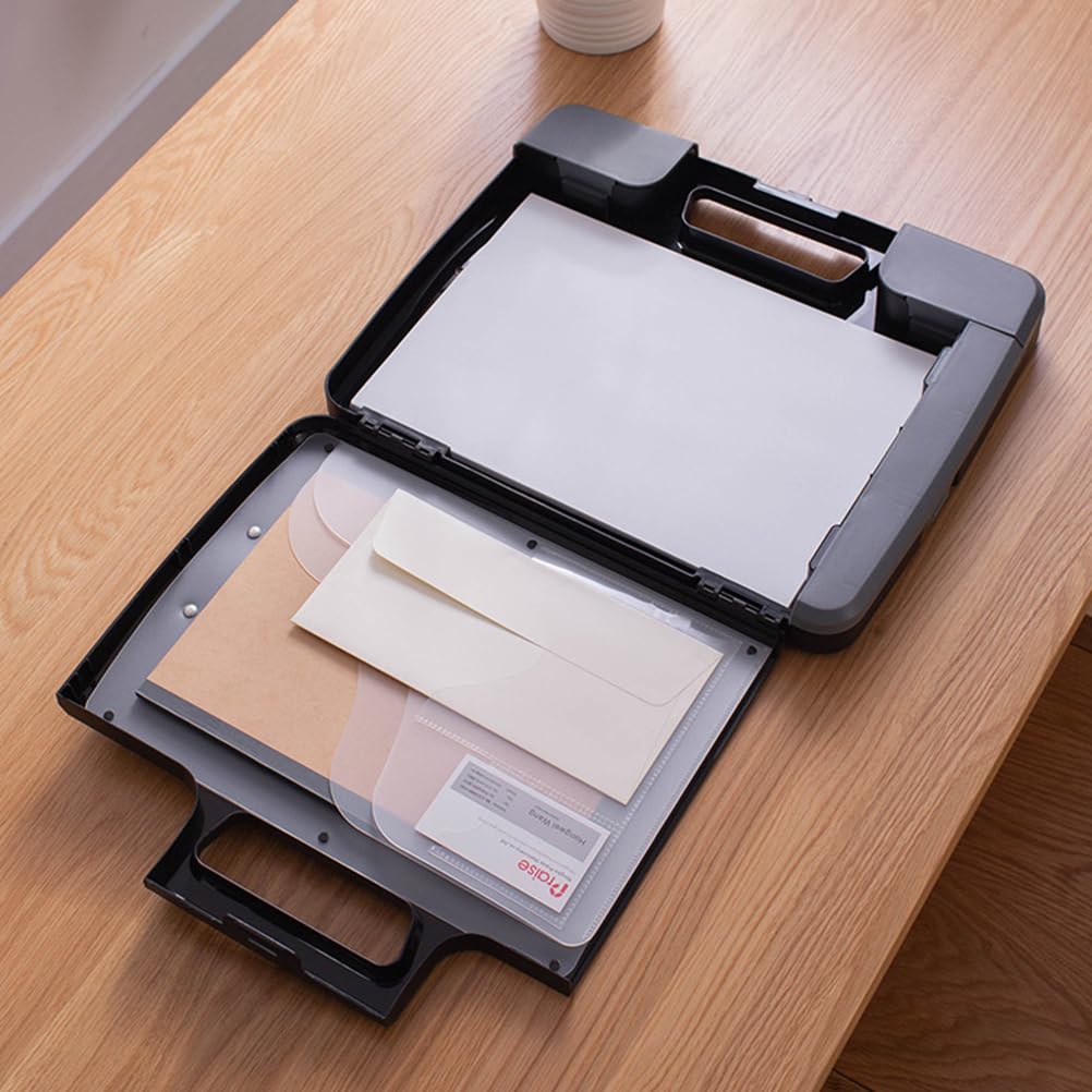 Cabilock A4 Files Box Document Clipboard Case with Calculator 14.40 X 12.08 X 2.63 Inches Office Organizer File Folder Box for Business and Study Storage
