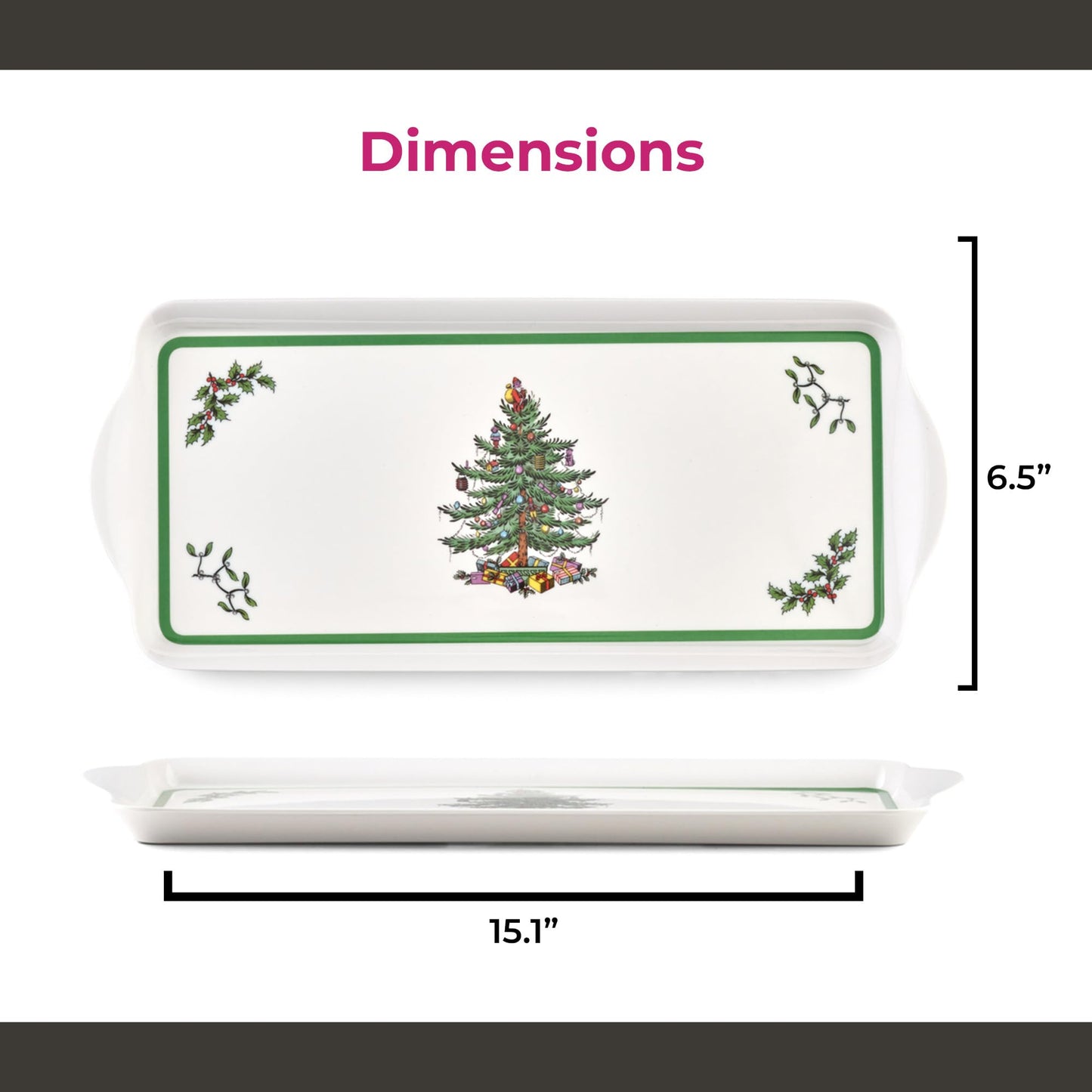 Spode Sandwich Tray – (15.1" x 6.5") Rectangular Melamine Serving Platter with Decorative Artwork, Durable Heat & Stain Resistant Board for Snacks, Tea, Sandwiches, Cookies & Dining Table