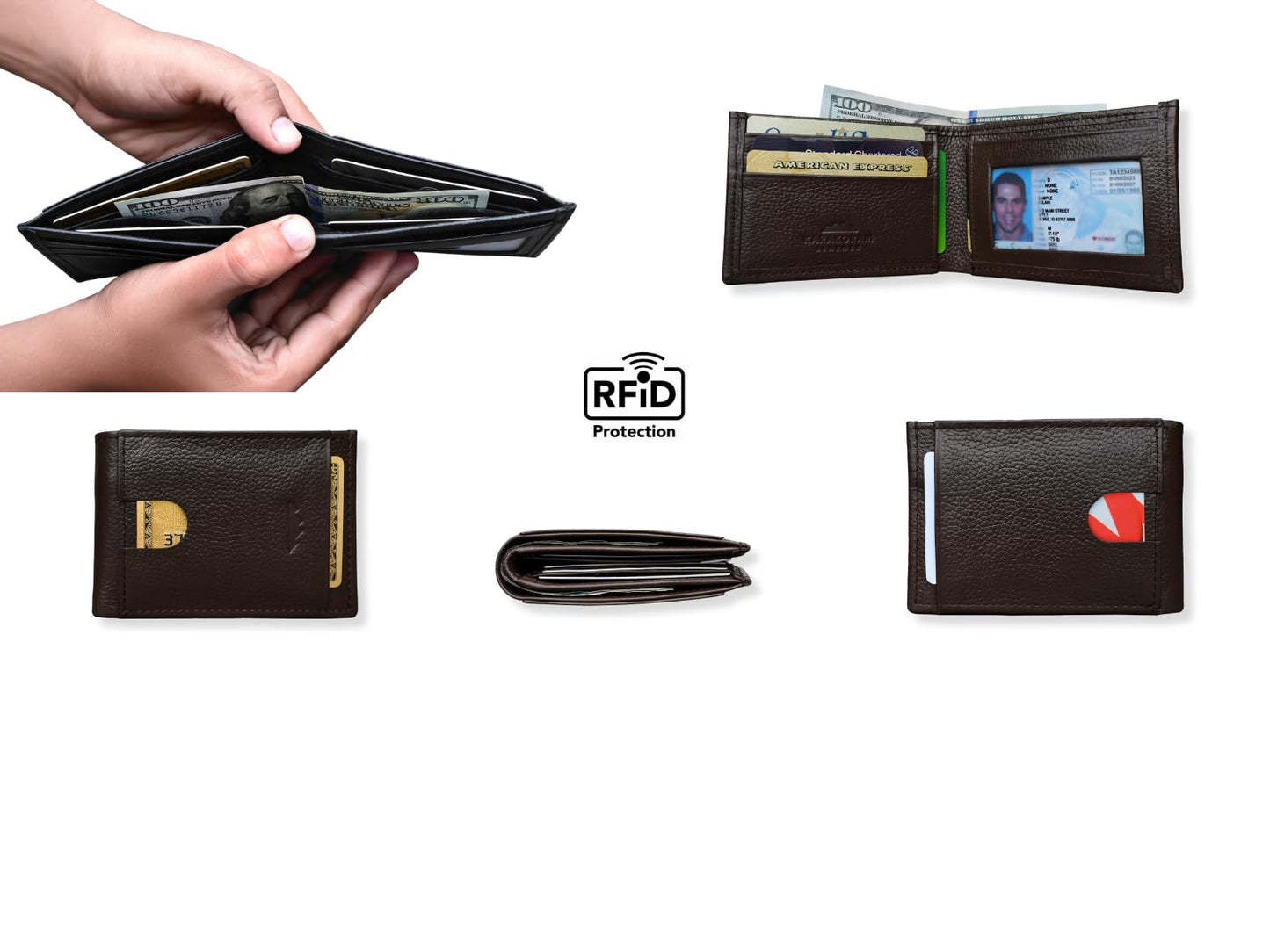 KARAKORAM LEATHER Slim BiFold Wallet for Men | Premium Cowhide Leather | Artisan Made | RFID Blocking | 12-14 Cards with 2 Quick Access Slots | Front Pocket Everyday Carry (Mountain Mocha)