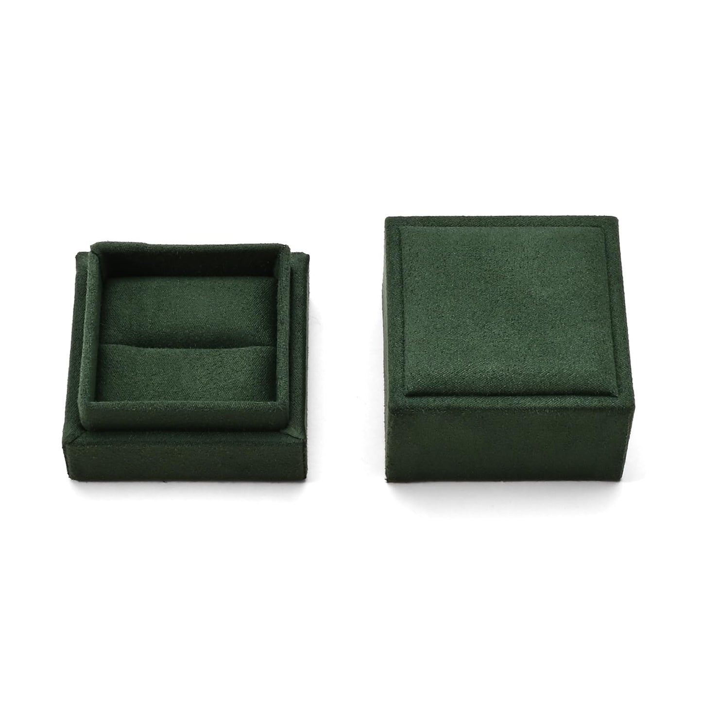 Woodten High-end Faux Leather Jewelry Gift Box with Small Ring Box Greeting Card Small Proposal Engagement Ring Box(Green)