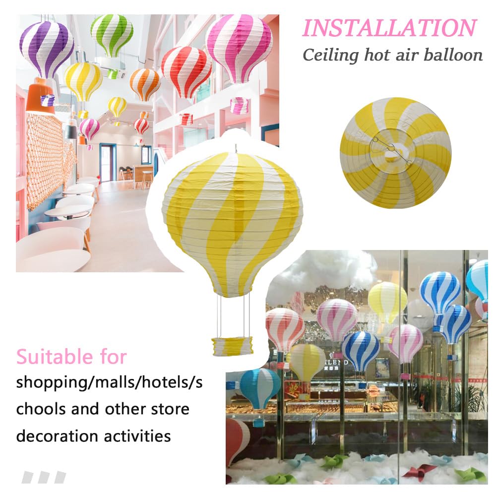 Ruidee 3 Pieces Hanging Hot Air Balloon Paper Lanterns 12 inch Paper Lanterns Set Decoration Ball Lamps for Wedding, Birthday, Anniversary, Christmas (Yellow)