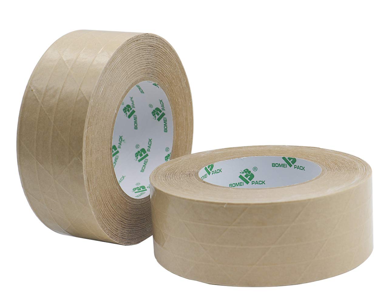 BOMEI PACK 2Pack Reinforced Kraft Paper Tape, Self Adhesive Paper Gummed Packing Tape, for Heavy Duty Packing, Shipping, Moving and Storage, 2Inch55yds