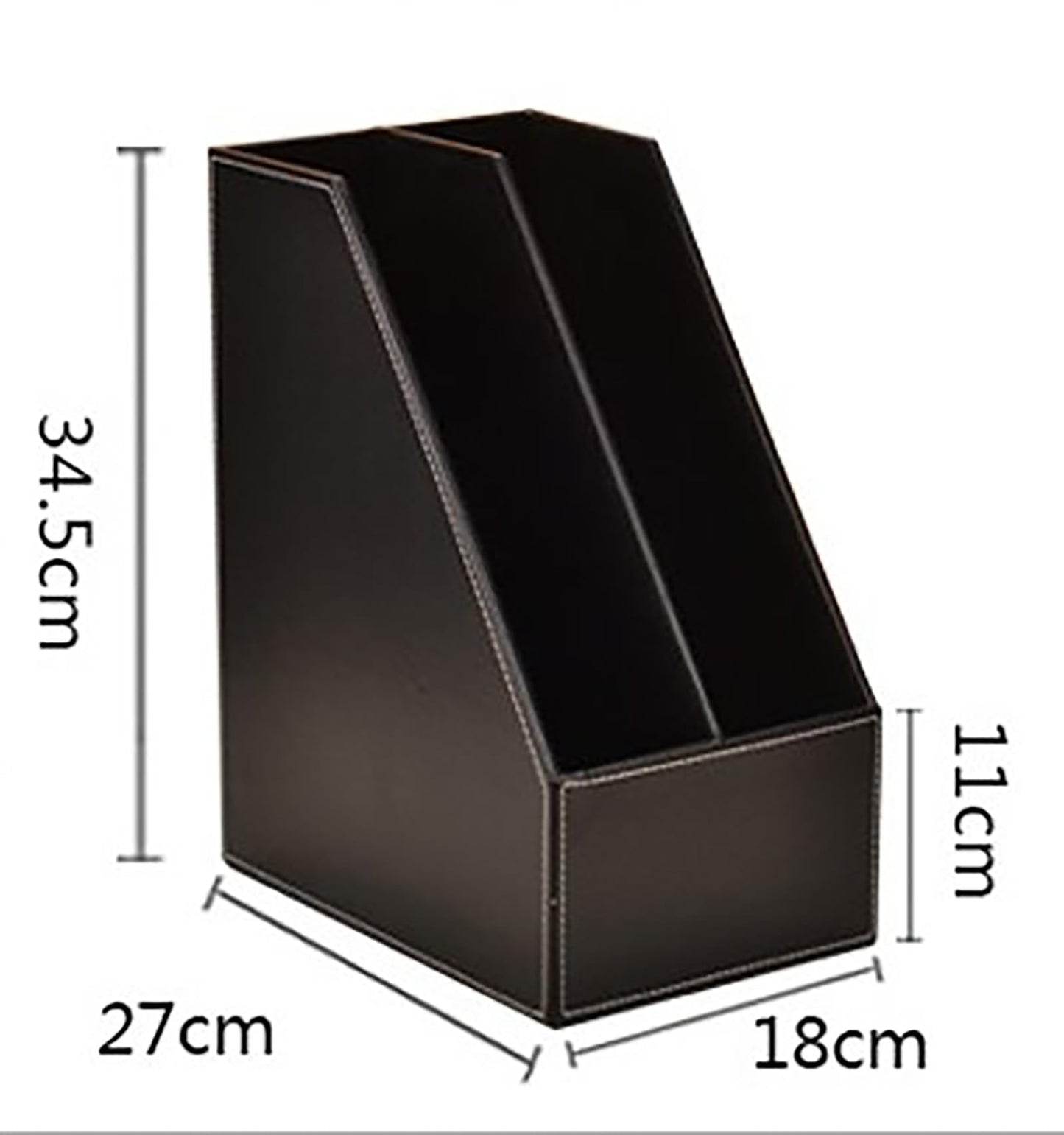 Vertical Style,Leather Magazine Holder Office Desk Organizer File Document Tray Box Bookends Book Stand (Black (2 Slot))