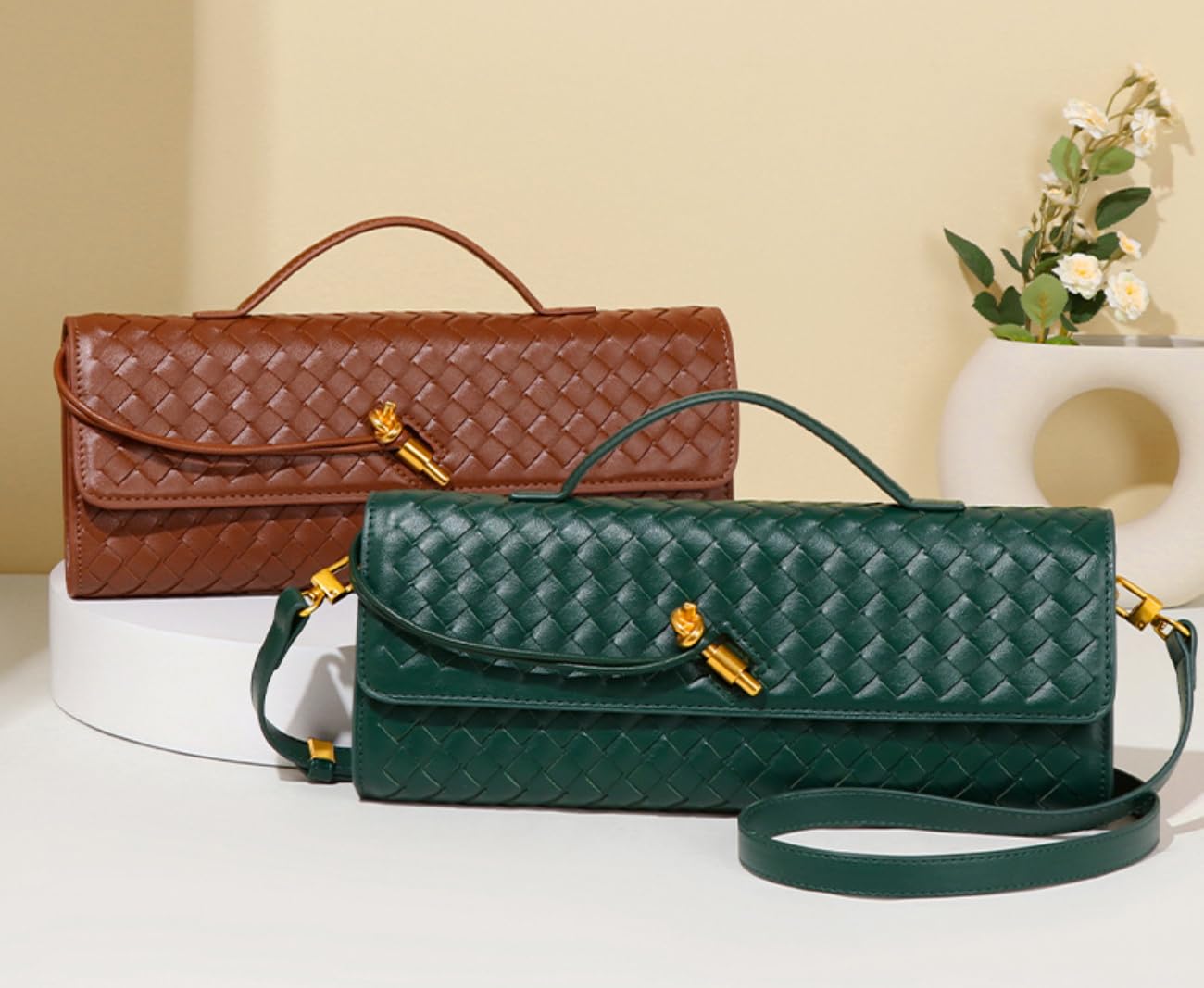 Upbull Trendy Woven Evening Clutch Purses Women Underarm Shoulder Handbag Cute Satchels Crossbody Purse PU Leather Wallet