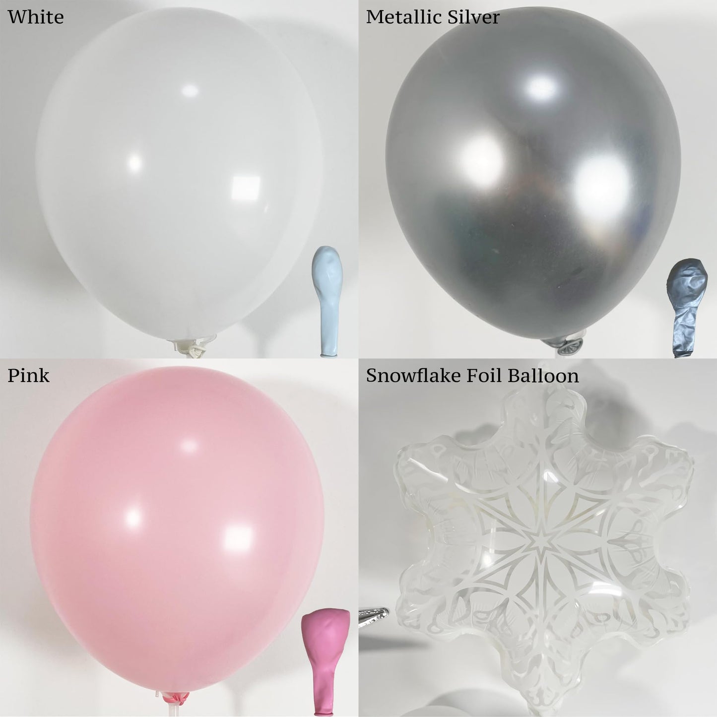PartyXpress 144PCS Pink Winter Balloon Arch Garland Kit with White Silver Snowflake Star Balloons for Winter Wonderland Girl Baby Shower, Baby Its Cold Outside Party, Christmas Decorations