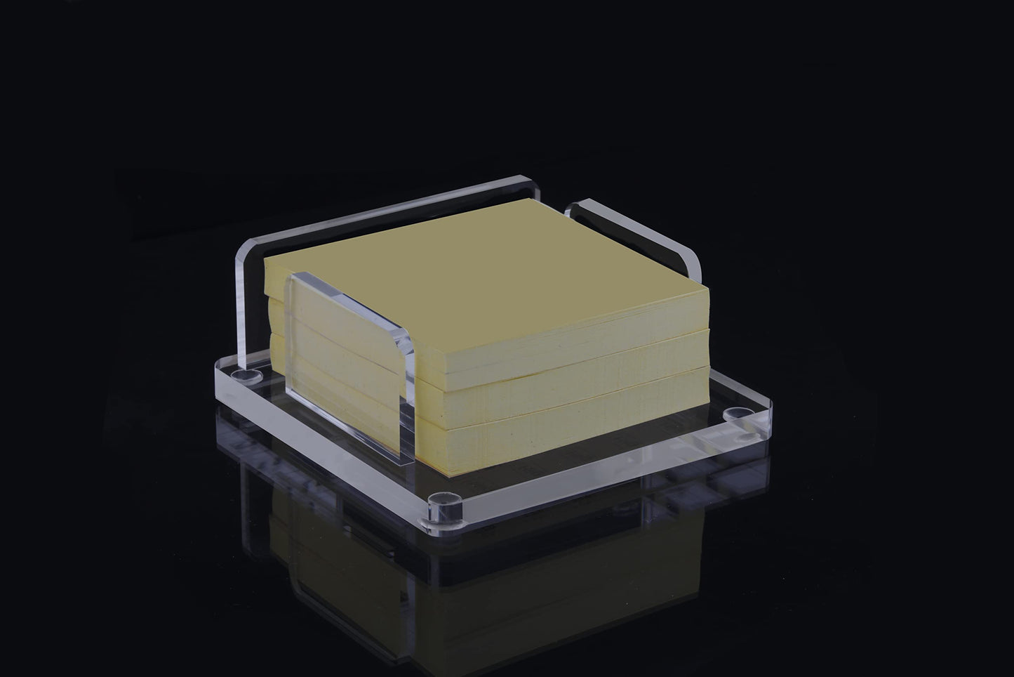 Kantek Clear Acrylic Sticky Note Dispenser, 3"x3" Note Pad Holder, 3.9" x 3.9" x 1.5", Office Memo Organizer, Desk Accessory