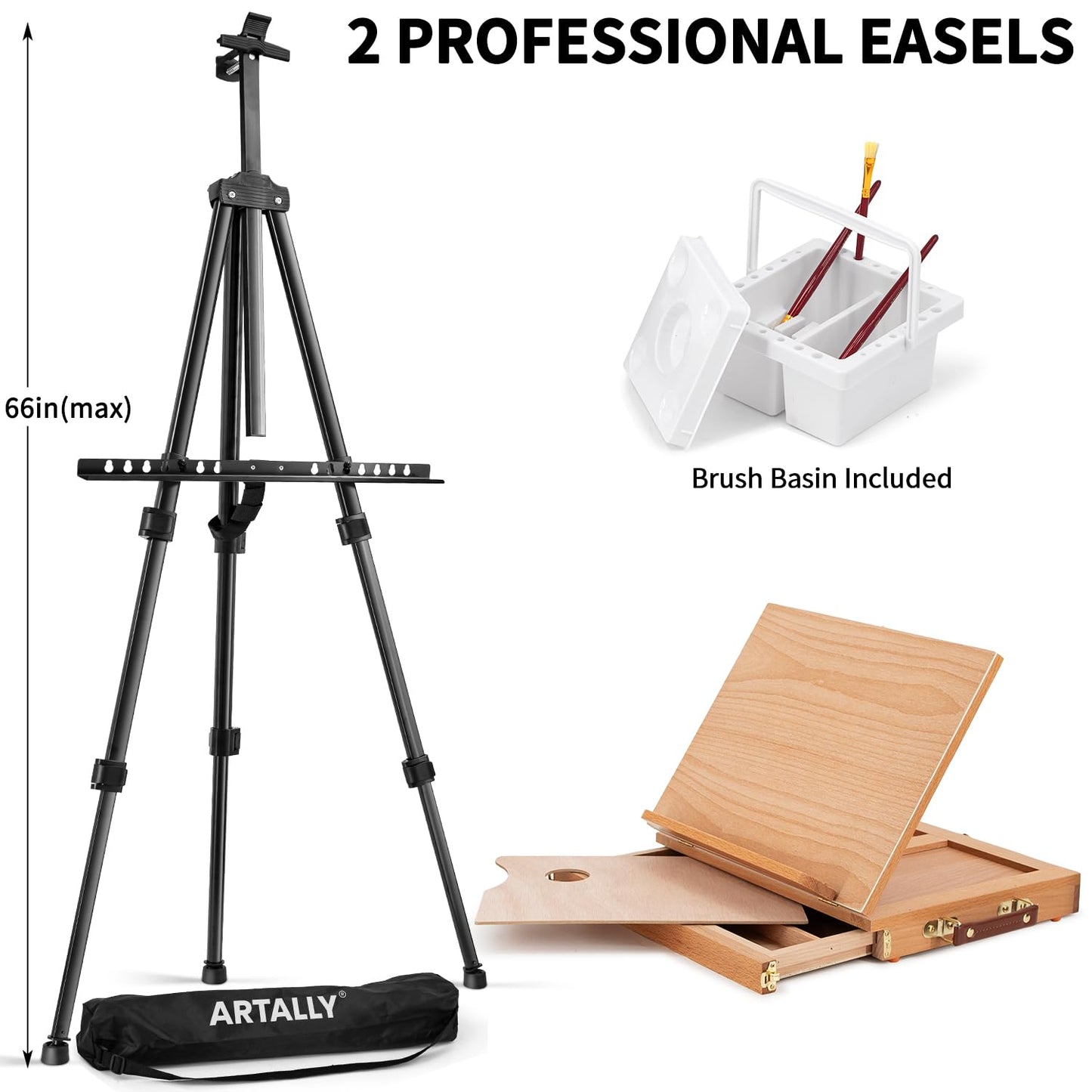 187Pcs Professional All-in-One Art Painting Kit with Aluminum & Beech Wood Easel, 96 Acrylic, Watercolor & Oil Paint Set, Complete Art Supplies Painting Set for Adults, Artists, Beginners