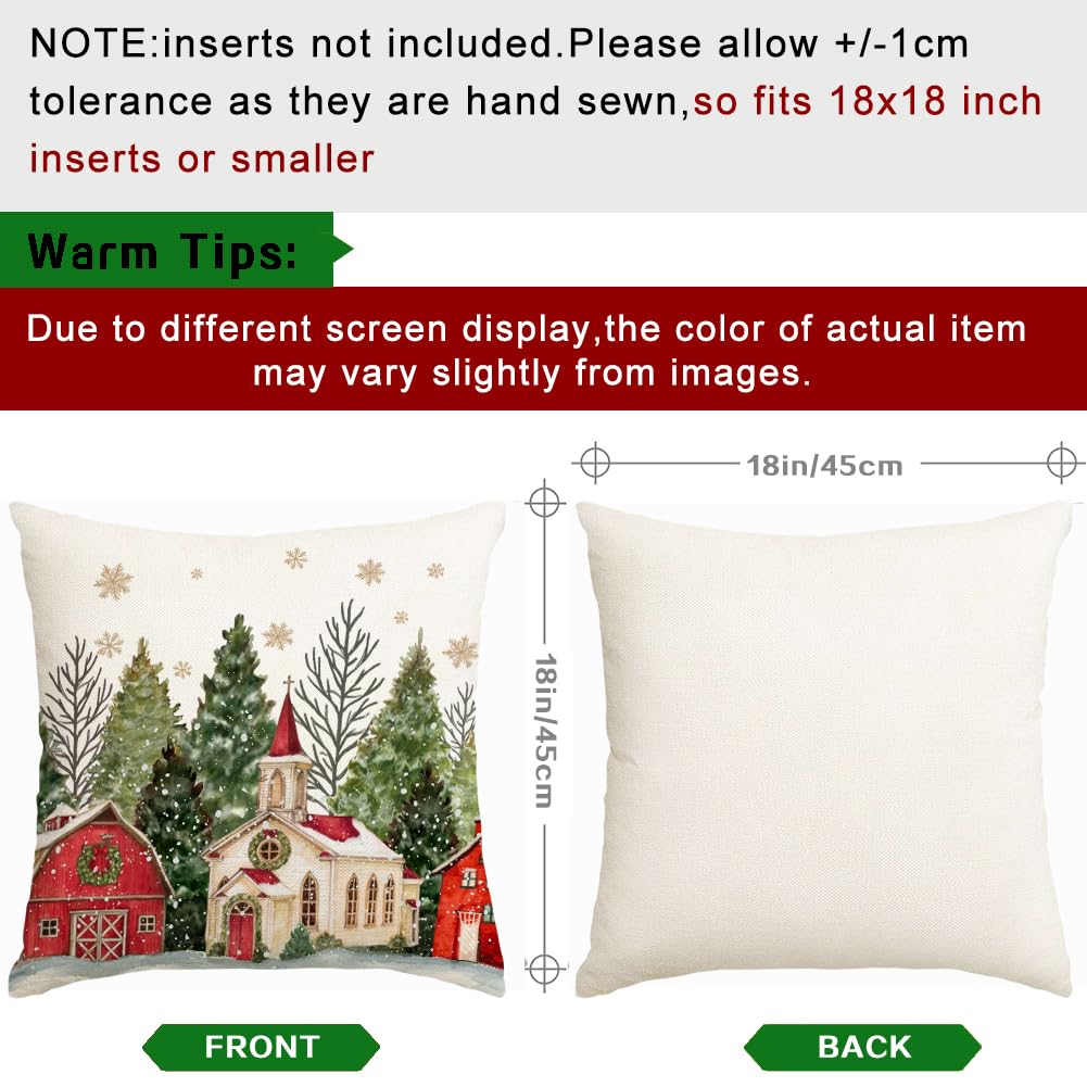 RABUSOFA Christmas Pillow Covers 18x18 Inch Set of 2 Christmas Tree Decoration Golden Snowflake Decorative Throw Pillows Winter Holiday Christmas Decor Farmhouse for Home Couch