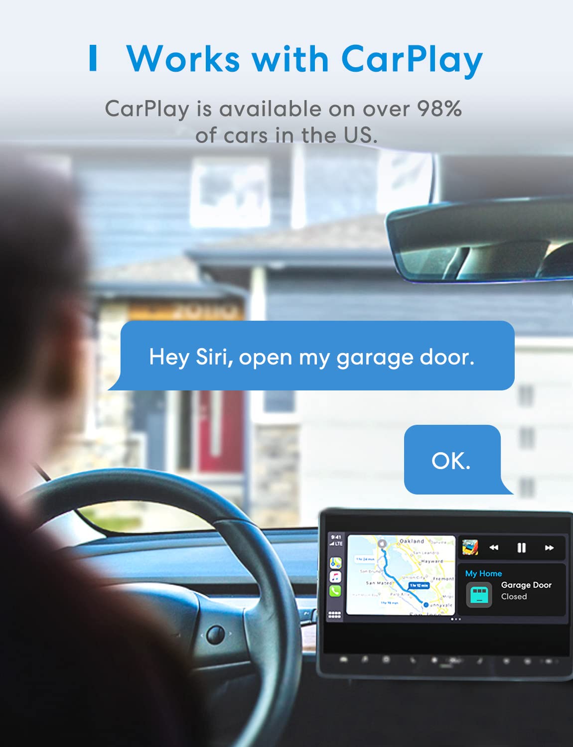 Smart Garage Door Opener Remote with External Antenna, Up to 3 Single Doors, Compatible with Apple HomeKit, Amazon Alexa,SmartThings, Google Assistant