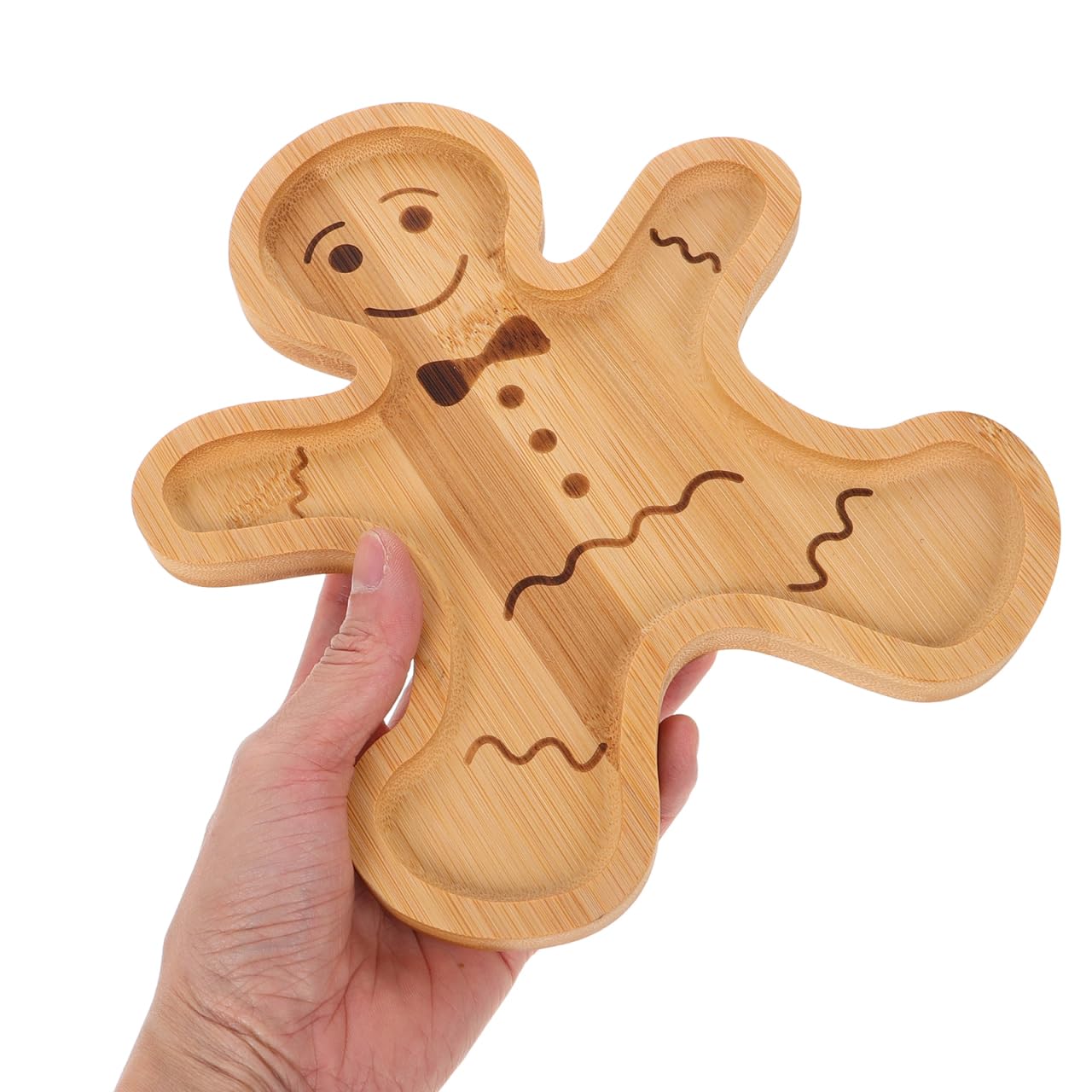 BESTonZON Christmas Charcuterie Board, Bamboo Gingerbread Man Serving Tray Serving Board Fruit Tray, Creative Gingerbread Man Food for Party Supplies, 8.3 * 7.2"