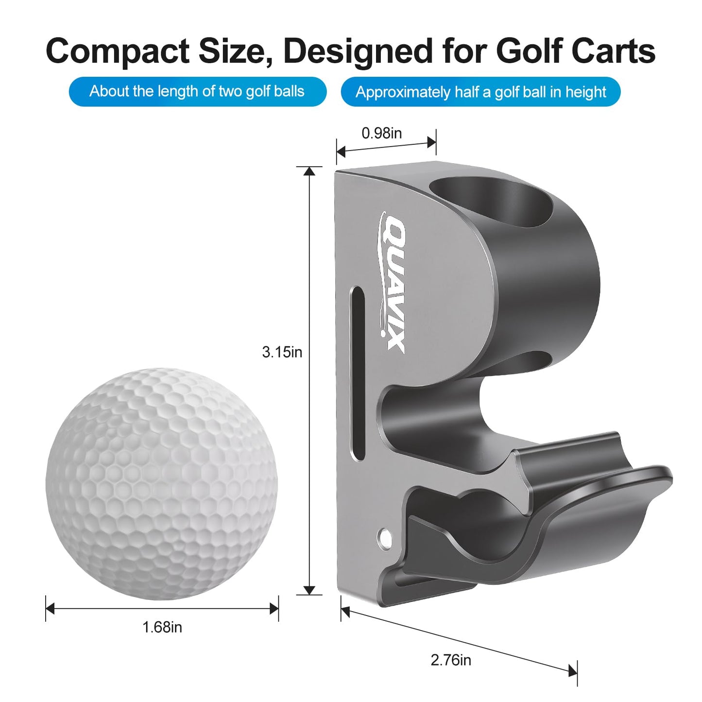 Quavix Magnetic Golf Cart Holder Clip with Adjustable Strap, Secure Golf Accessory for Cart, Aluminum Design Fits 30-70 Ring Gauge, Stable Holder for Golf Course Use (Gray)