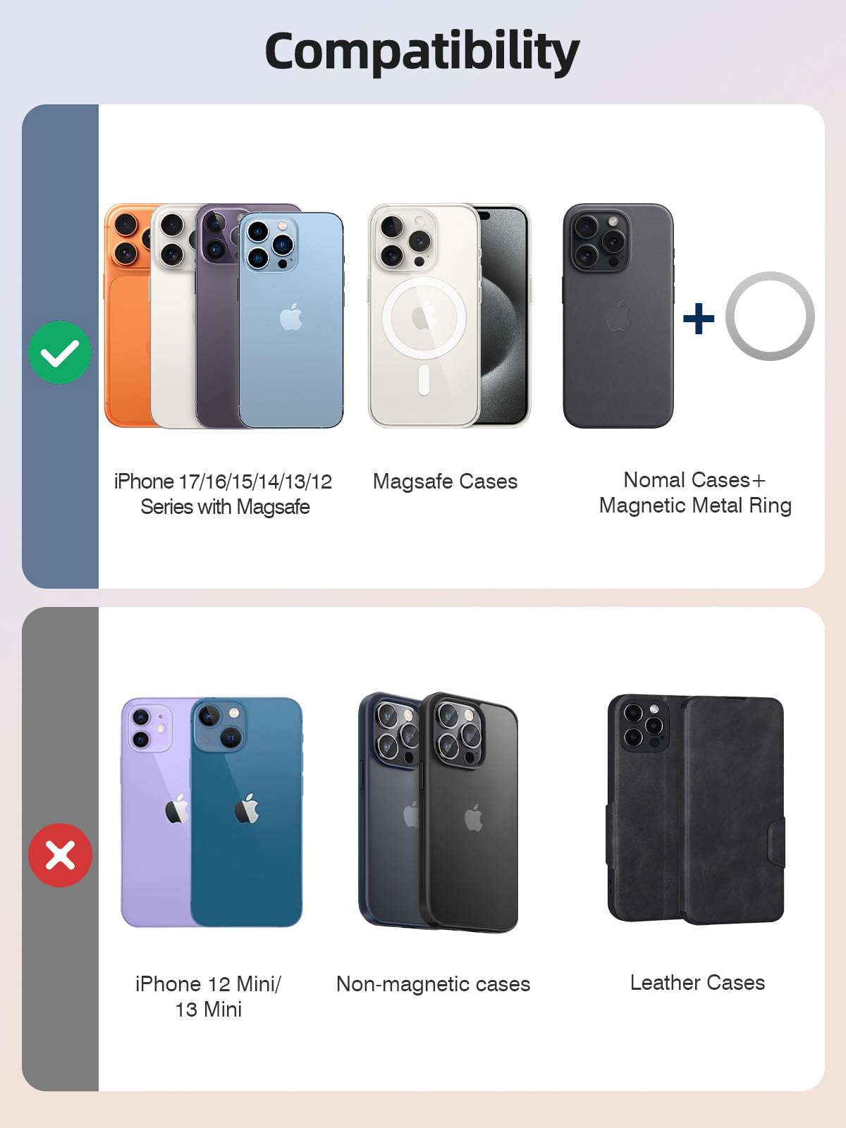 Miroddi for Magsafe Wallet, Magnetic Card Holder for iPhone 17/16/15/14/13/12 Series, Leather Magnet Phone Wallet Fit 4 Cards 3 Cash, Ultra-Thin, RFID Blocking, Gold