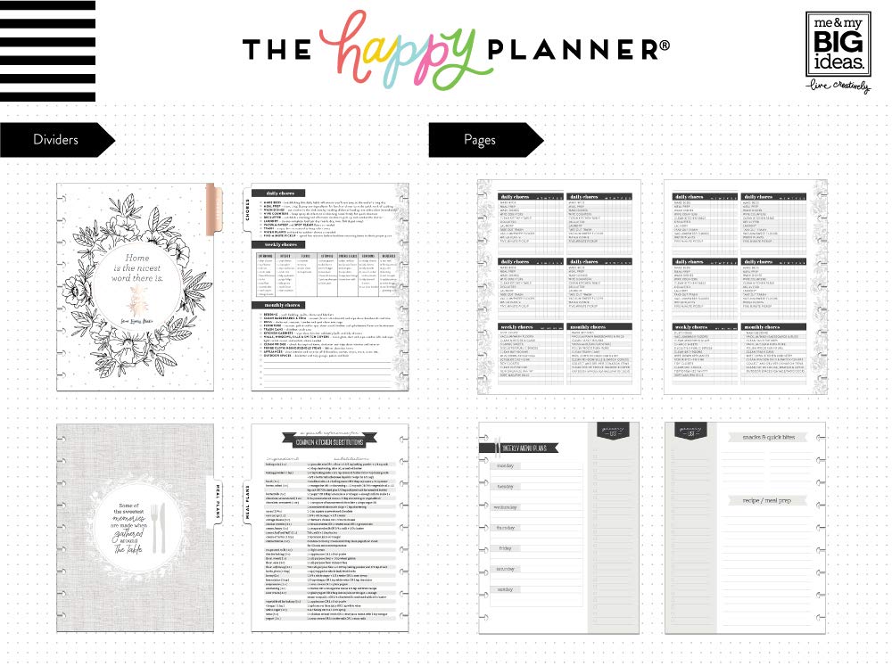 me & my BIG ideas Home Extension Pack - The Happy Planner Scrapbooking Supplies - Organizer for Household Duties - Plan Your Budget & Chores, Make Grocery Lists & Meal Plans - Classic Size