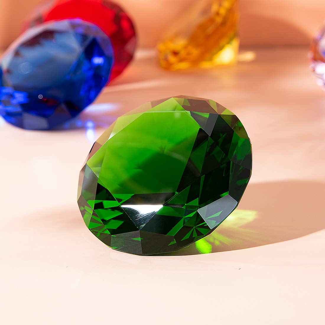 LONGWIN 80mm(3.1 inch) Crystal Diamond Paperweight Jewels Wedding Decoration Centerpieces Home Decor (Green)