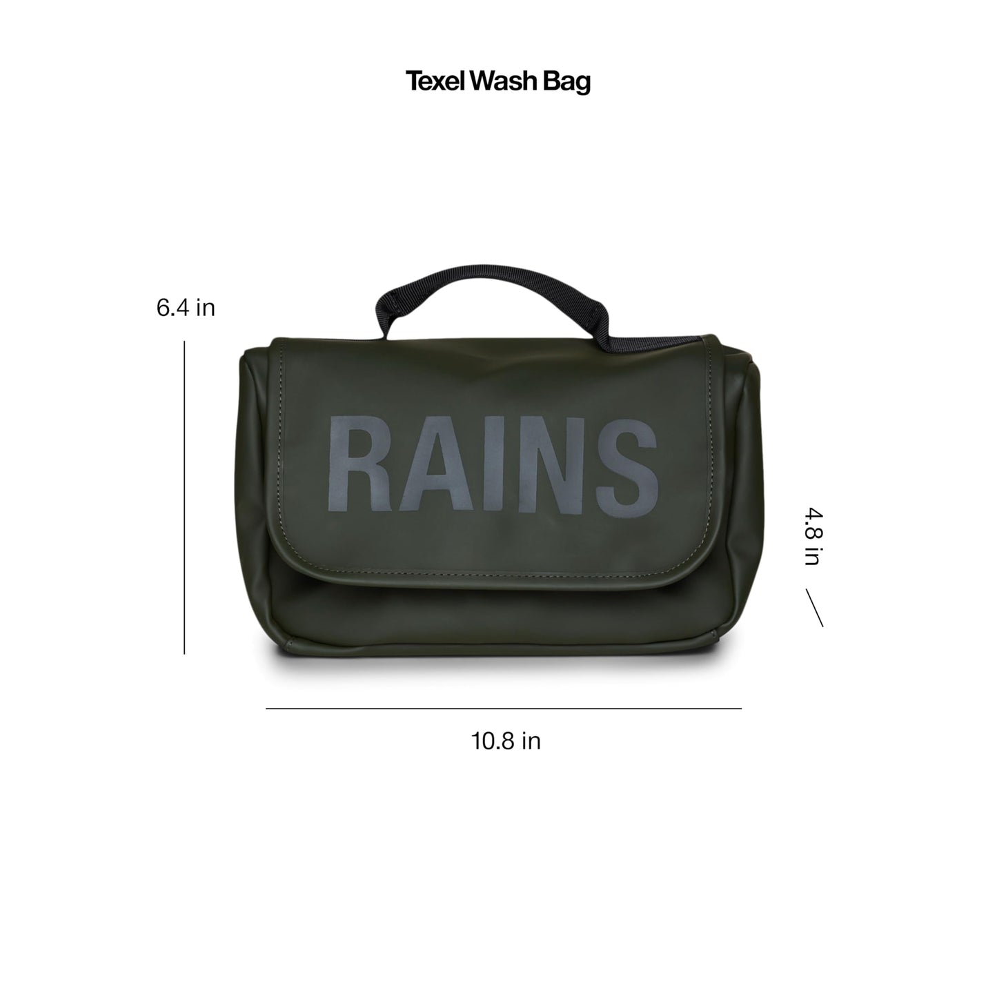 RAINS Texel Wash Bag – Green Waterproof Toiletry Travel Organizer for Men and Women - Wash Bag with Zip Closure and Multiple Compartments – 2 Year Warranty