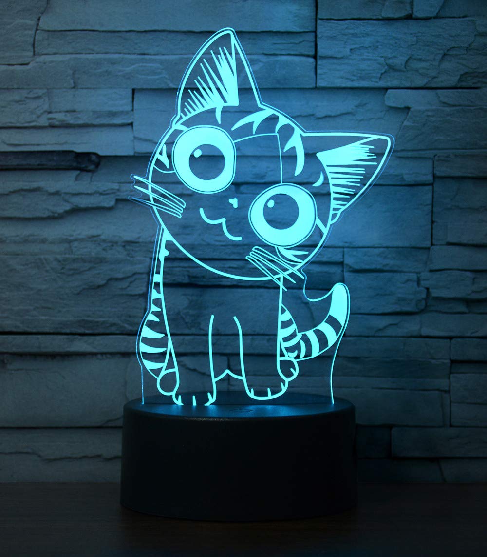 i-CHONY Cat Night Light, 3D Optical Illusion Lamp, 7 Colors
