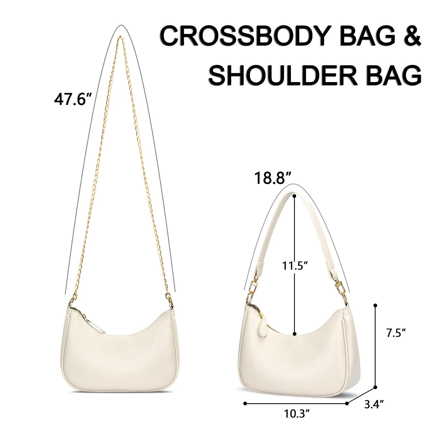 KKXIU Shoulder Bag for Women Cute Hobo and Tote Handbags Retro Clutch Underarm Purse with 2 Removable Straps (Beige)