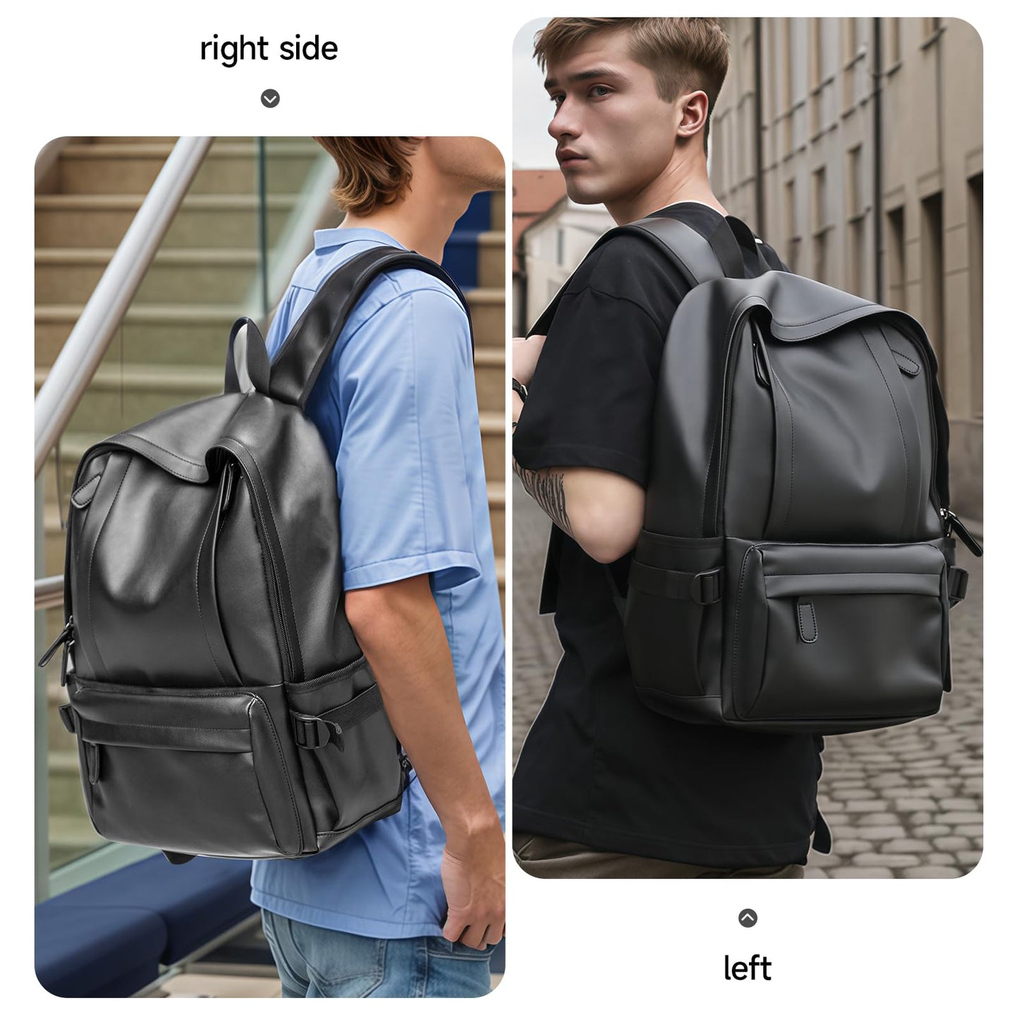 MATE ELAN Laptop Leather Travel Backpack For Men Water-Repellent Carry On Back Pack For Travel Business Work computer Backpacks Fit 15.6" Laptop