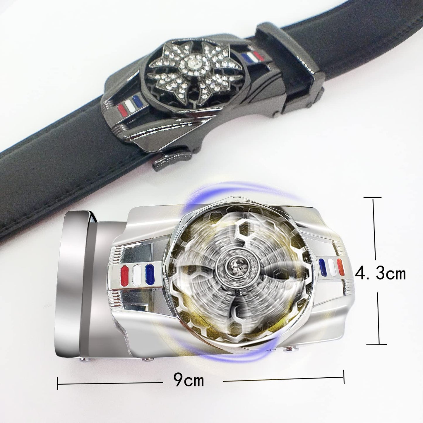 DIANKUZHAN Black belt men Leather Ratchet Casual Work Business With Removable buckle,Perfect Fit Waist Size up to 47 inches (black)