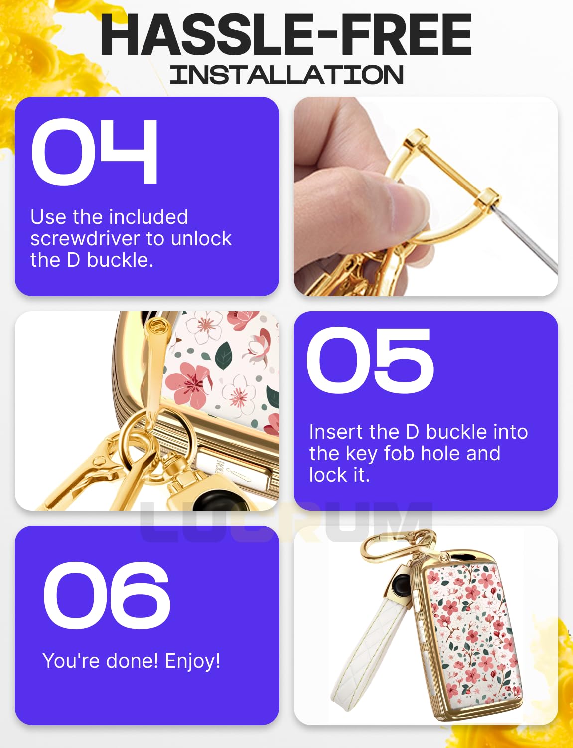 Lucrum Compatible with Mazda CX5 Key Fob Cover & Leather Keychain - TPU Keyfob Case for 3, 6, CX-5, CX-9, CX-30, CX-50, CX-70 (2019-2025) - Spring Vibe
