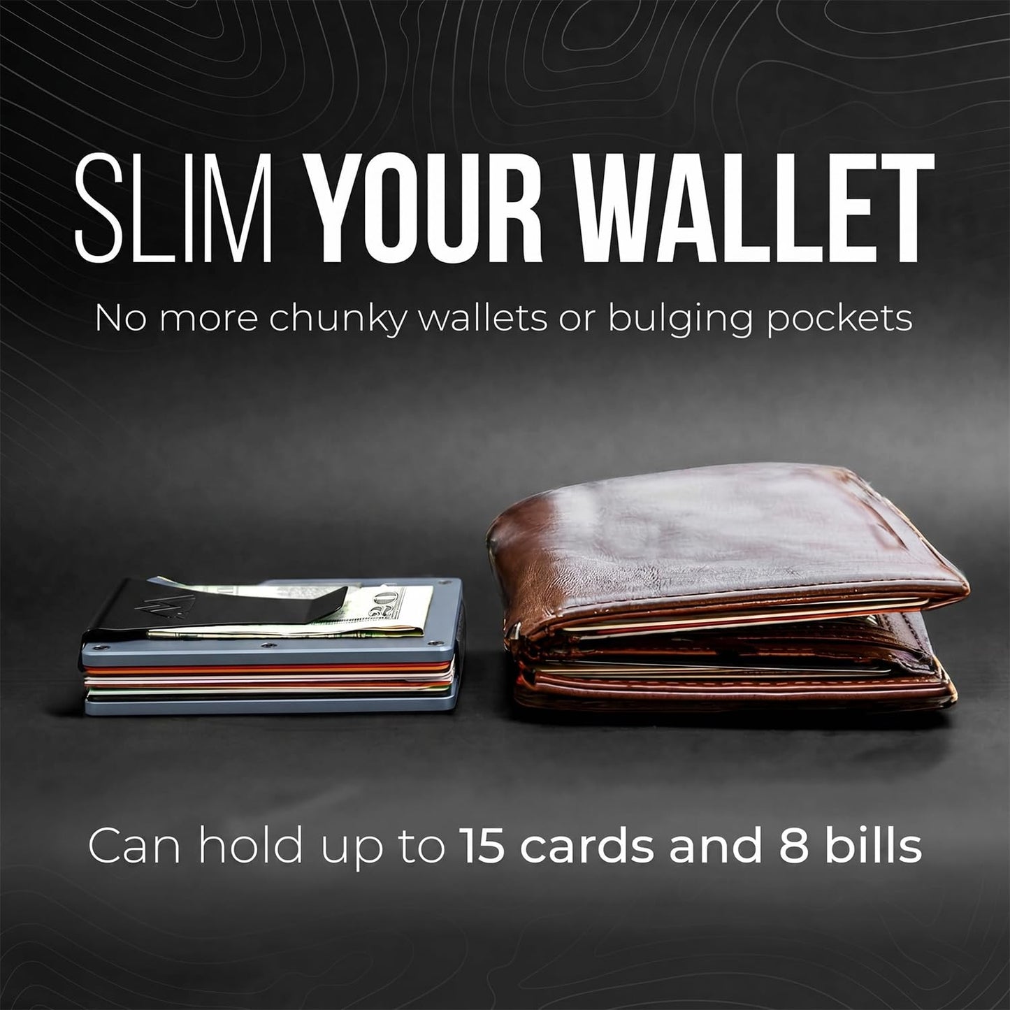 Mountain Voyage Co Minimalist Wallet for Men & Women - Slim RFID Wallet, Scratch Resistant, Credit Card Holder & Money Clip, Easily Removable Money & Cards, (Gunmetal Titanium)