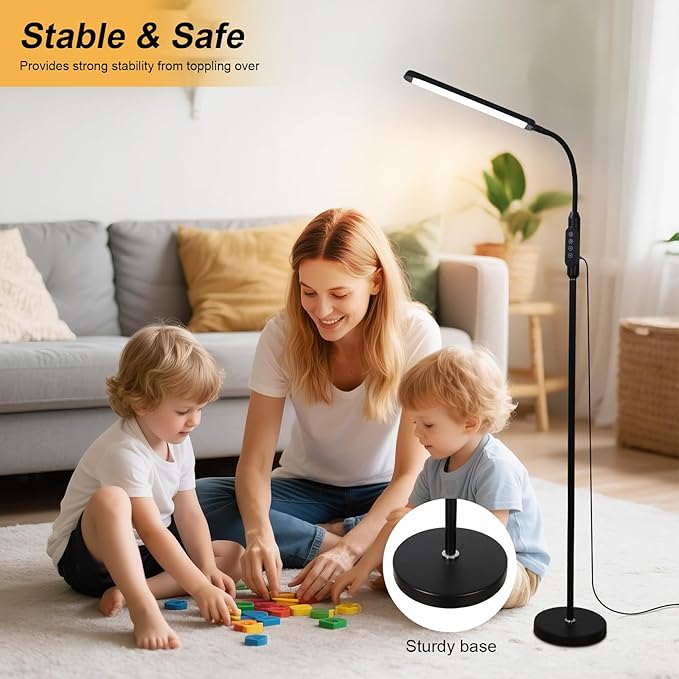 Bright LED Floor Lamps Remote Dimming for Eyelash Extension Tattoo Manicure Craft Drawing Makeup,Living Room Bedroom Office Adjustable Standing Reading Lights Esthetician Decor Supplies Nail lamp