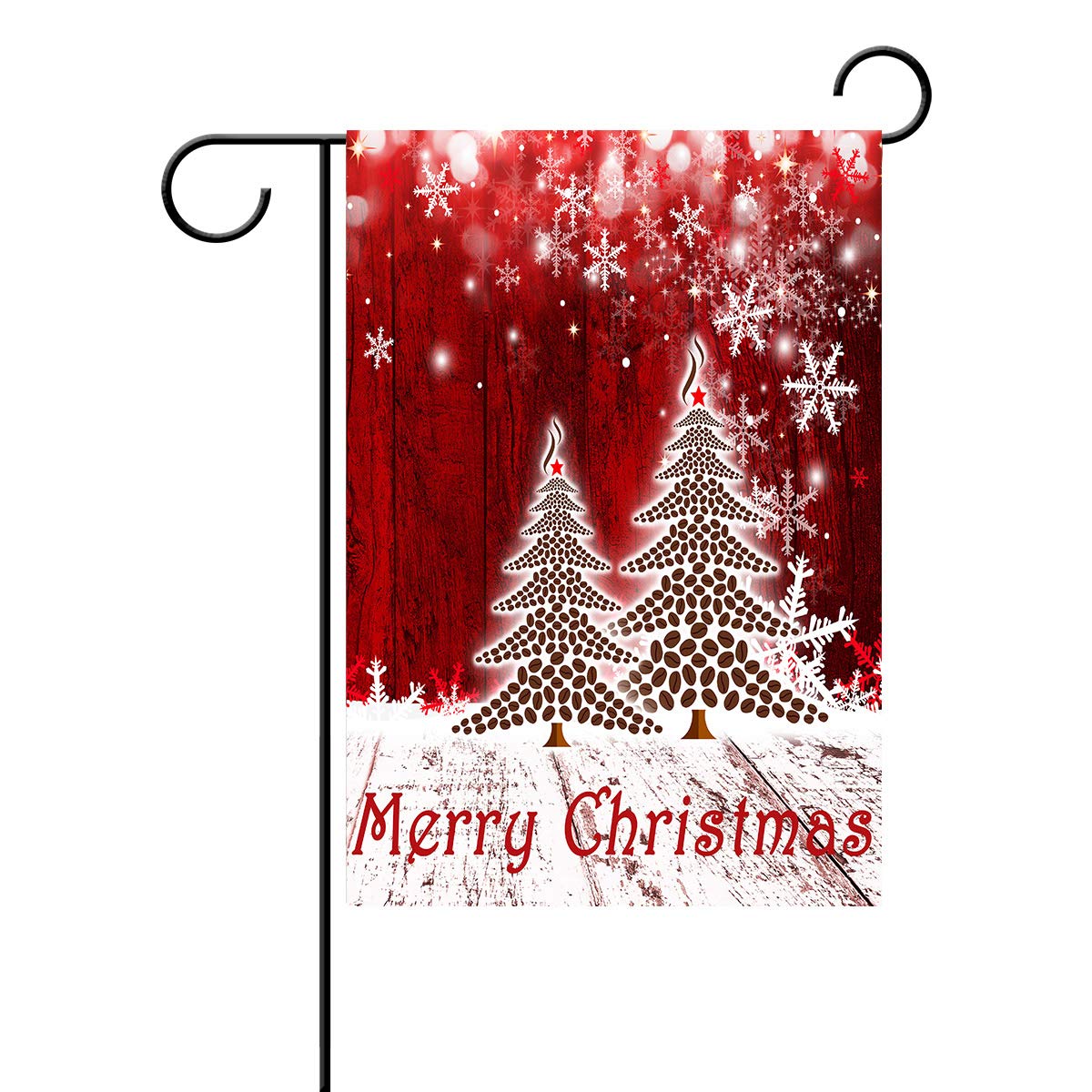 Merry Christmas Tree Red Garden Flag Winter Snowflake Double Sided Flags 12" x 18", Xmas Rustic Winter Snow Holiday New Year Small Garden Flag Banner Yard Outdoor Decoration Home Decor