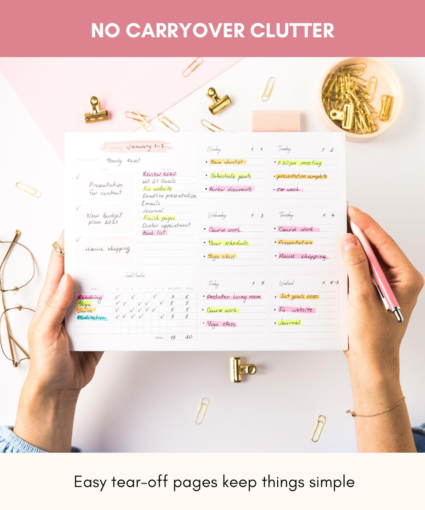 Lamare Weekly Planner Notepad – Premium Undated Weekly To Do List Notepad for School, Home & Office Day Planner, Desk To Do List Pad and Productivity Planning Pad