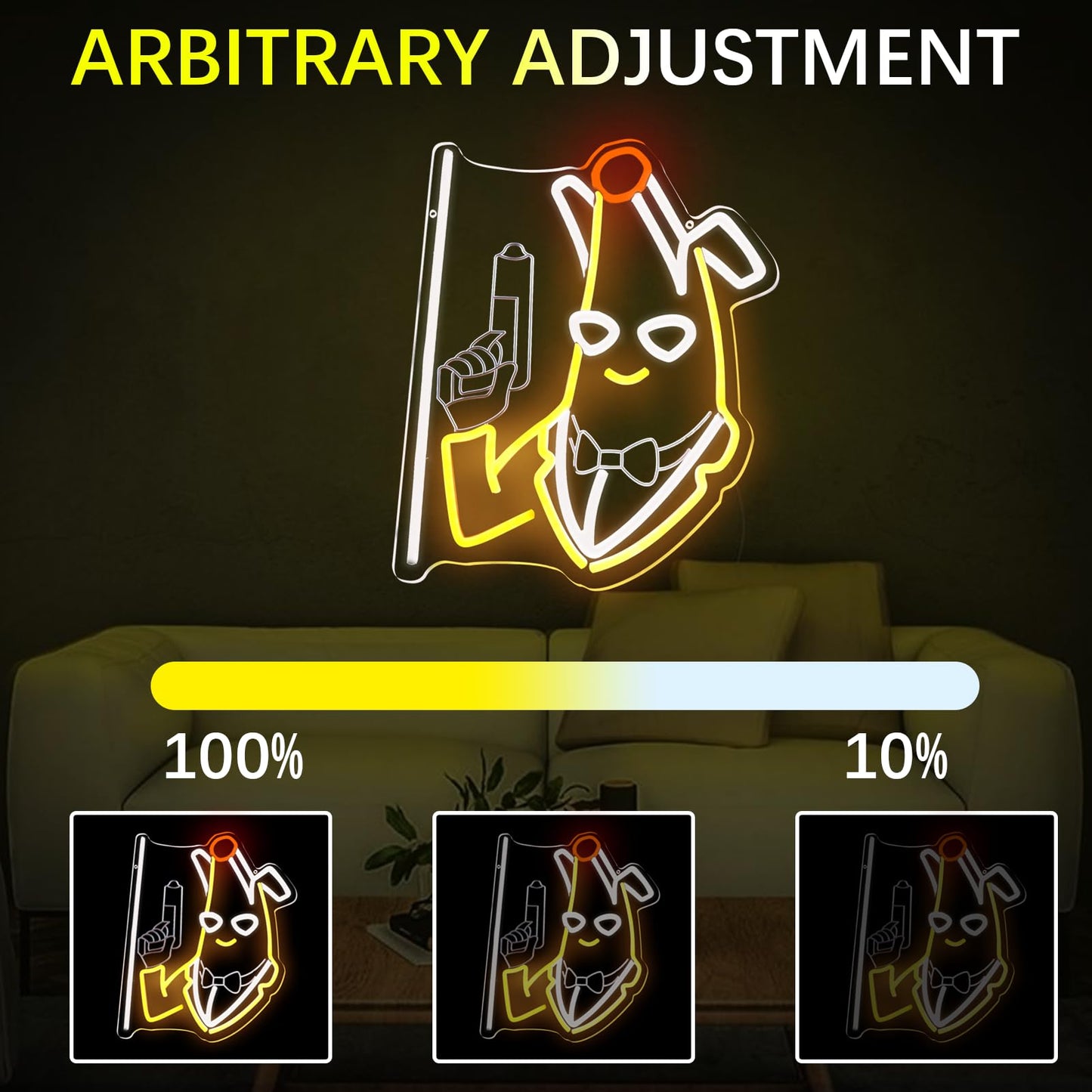 lmprintNook Banana Peely Neon Signs for Wall Decor Fort Night Lights for Game Room Decoration,Dimmable LED Figure Neon Lights for Man Cave,Bar,Birthday Party and Game Lover Gifts