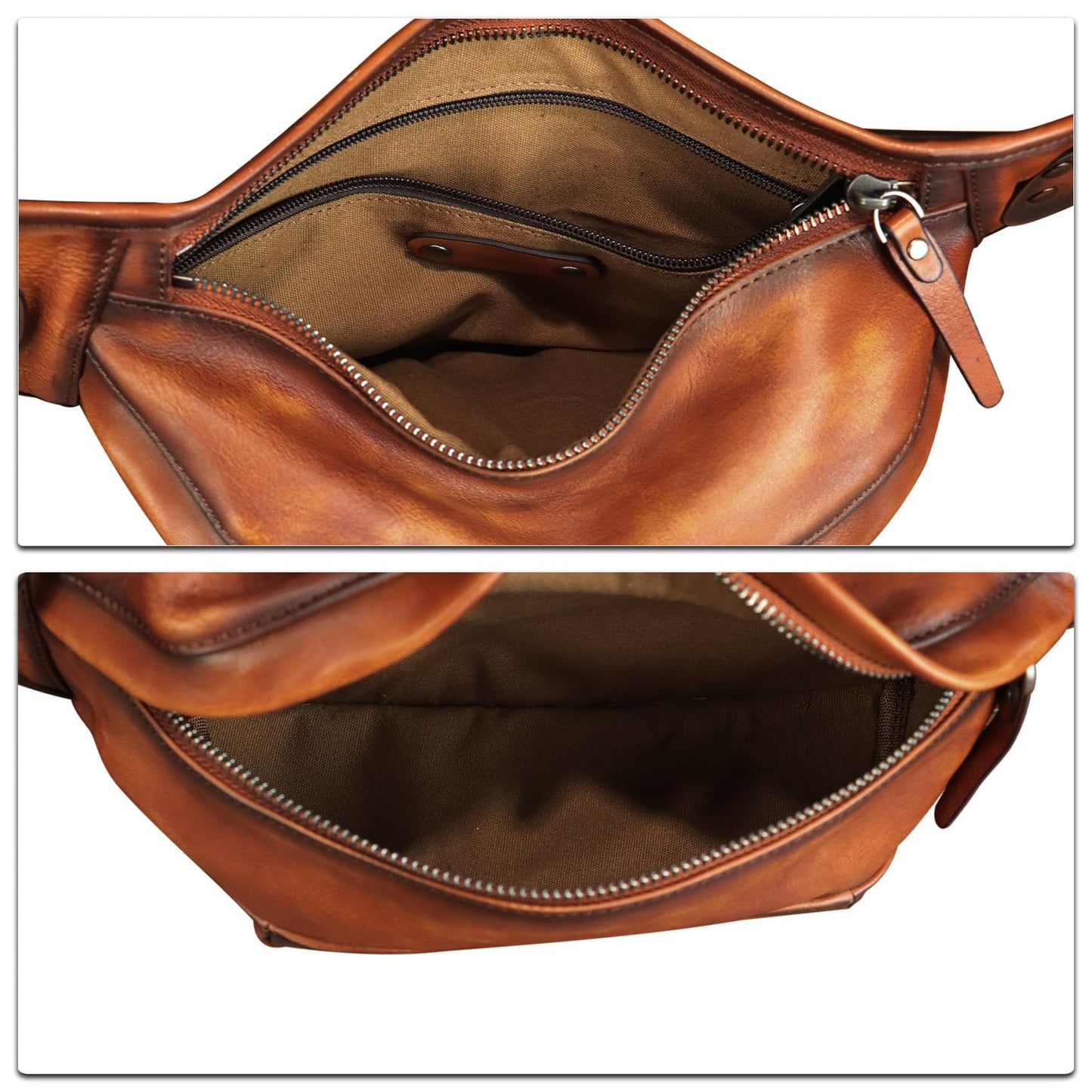 Genuine Leather Fanny Packs for Men and Women Hip Waist Bag Real Leather Fanny Sling Bag Crossbody Chest Purse (Brown)