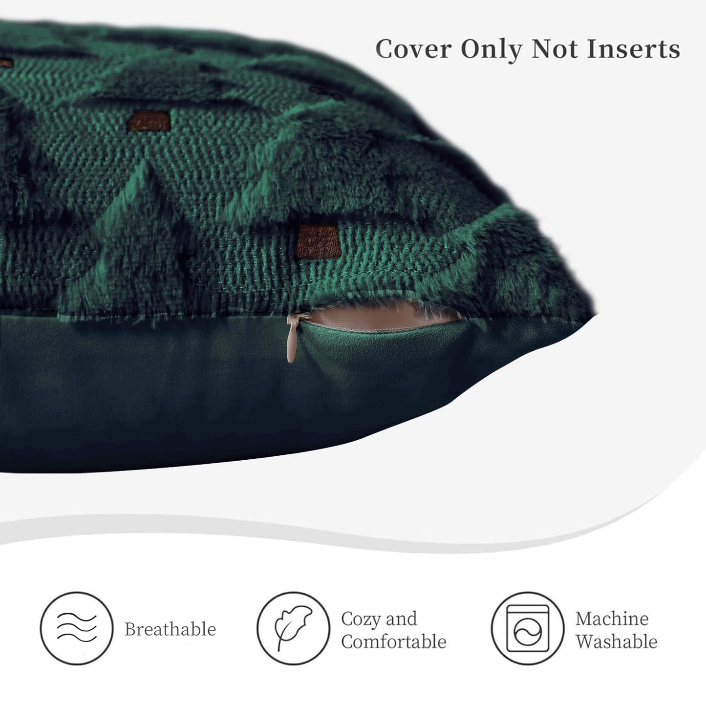 HDVUHKI Christmas Throw Pillow Covers 18x18 inch Set of 4, Green Xmas Tree Holiday Winter Living Room Soft Fluffy Plush Faux Fur Wool Decorations for Sofa Couch Bed