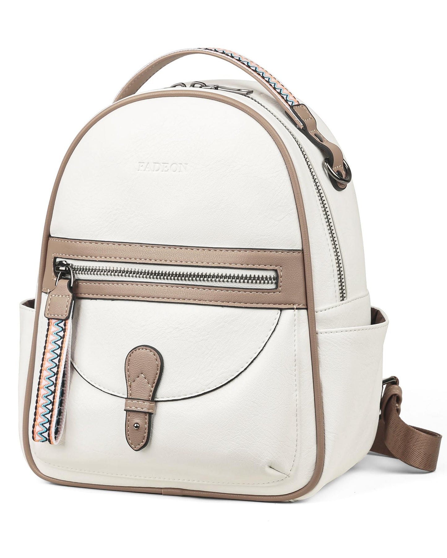 FADEON Mini Backpack Purse for Women, Designer Leather Cute Roomly Small Backpacks, Ladies Shoulder Backpack Fashion Handbag