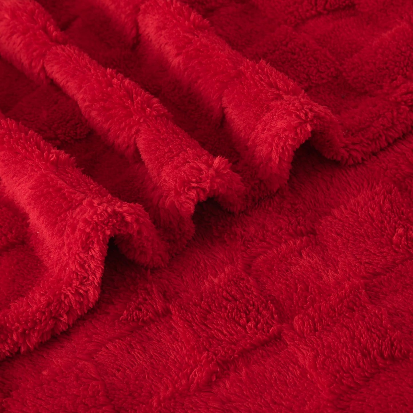 Linecooo Red Fleece Throw Blanket 50”×60”Checkered Design for Couch Sofa