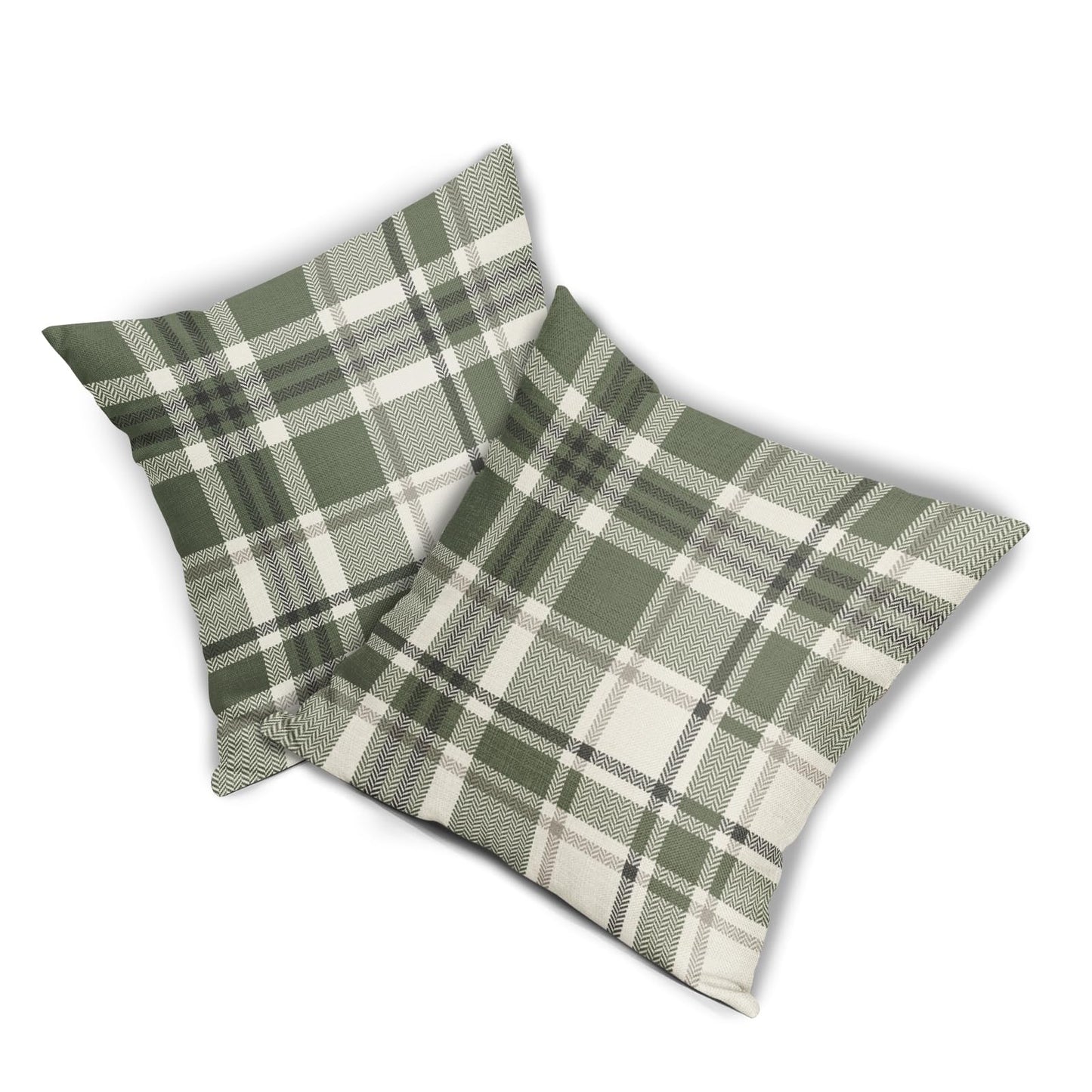 Sage Green Plaid Pillow Covers 18x18 Set of 2 Spring Buffalo Checkered Decorative Tartan Pillowcases Christmas Holiday Seasonal Outdoor Rustic Farmhouse Throw Cushion Case Decor for Couch Sofa Bed