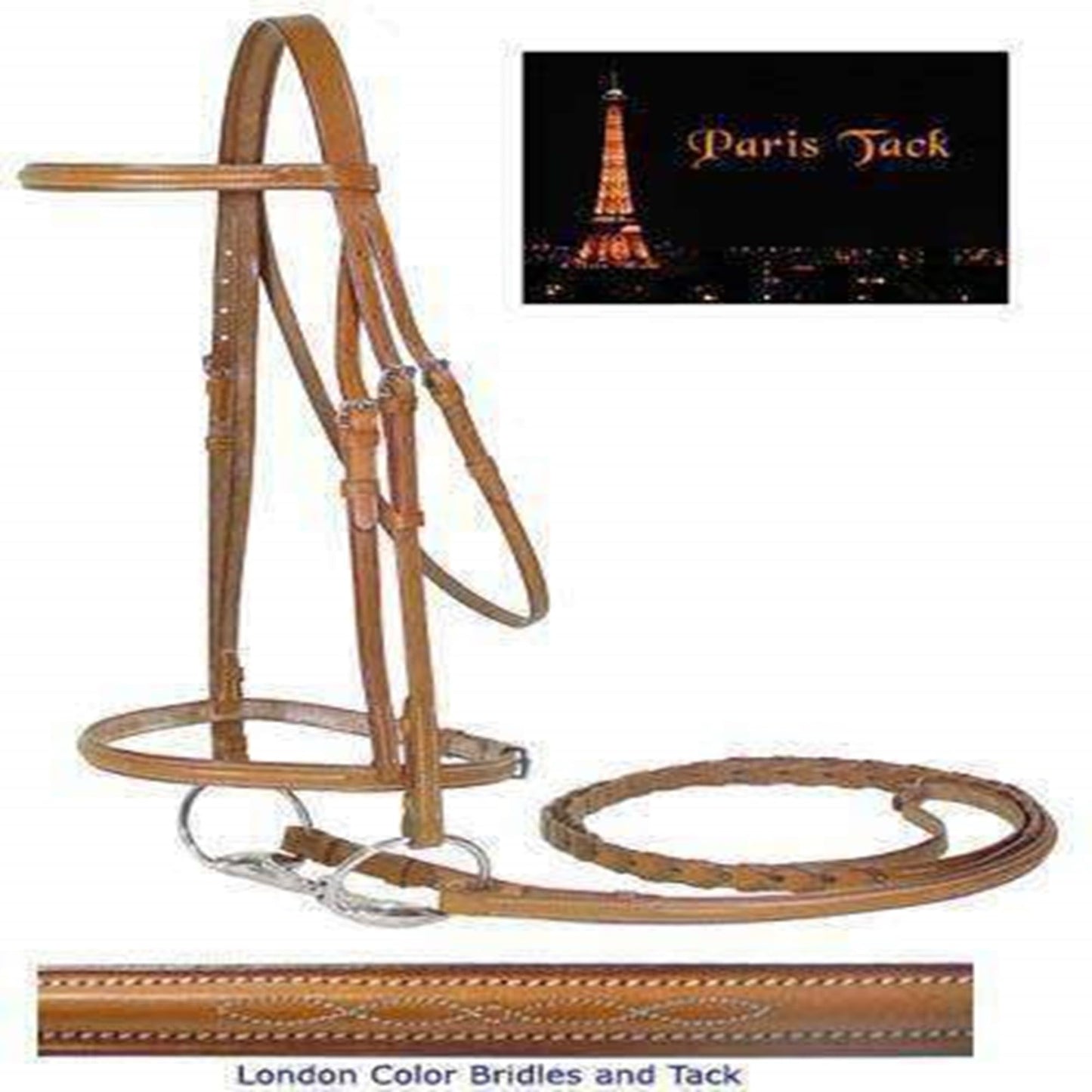 Paris Tack Everyday Raised Fancy Stitched Leather English Schooling Bridle with Laced Reins
